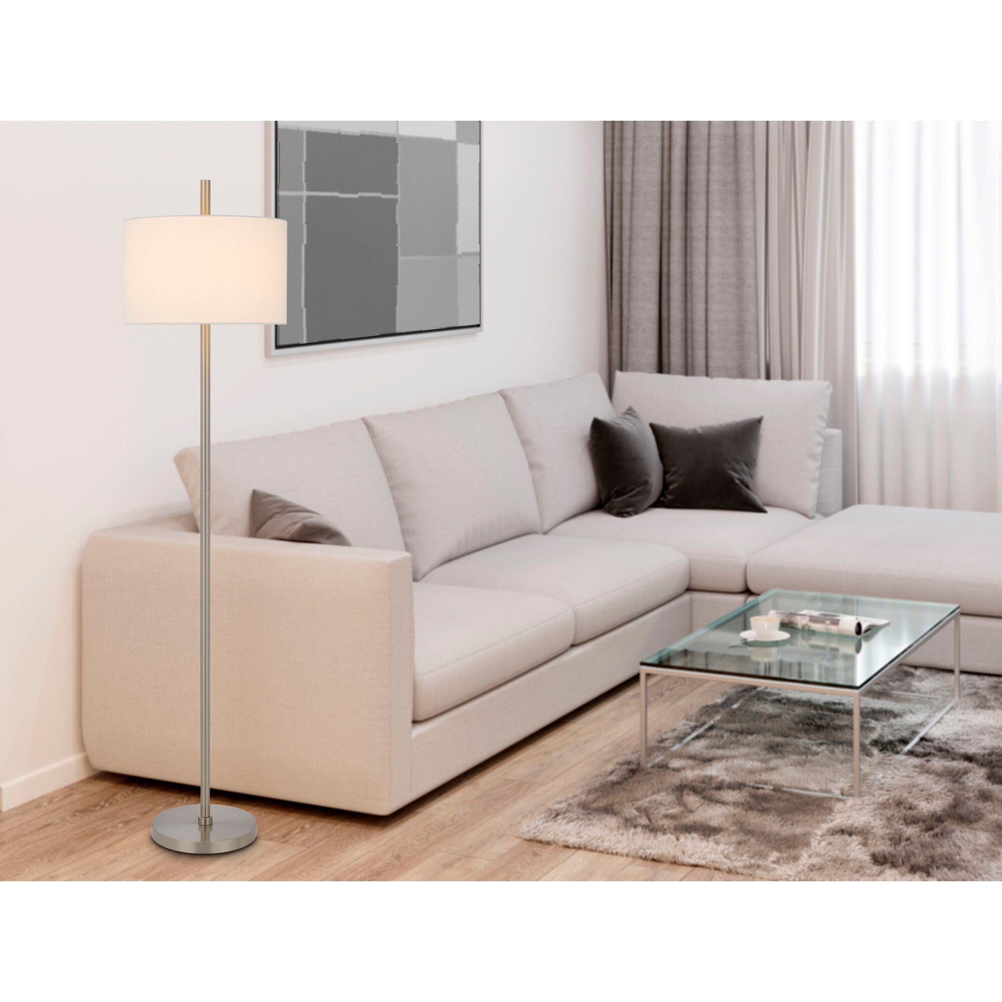 Modern Roanne Floor Lamp with Adjustable Brightness - Elegant Standing Light for Living Room, Bedroom & Office - Perfect for Reading, Relaxing & Decorating