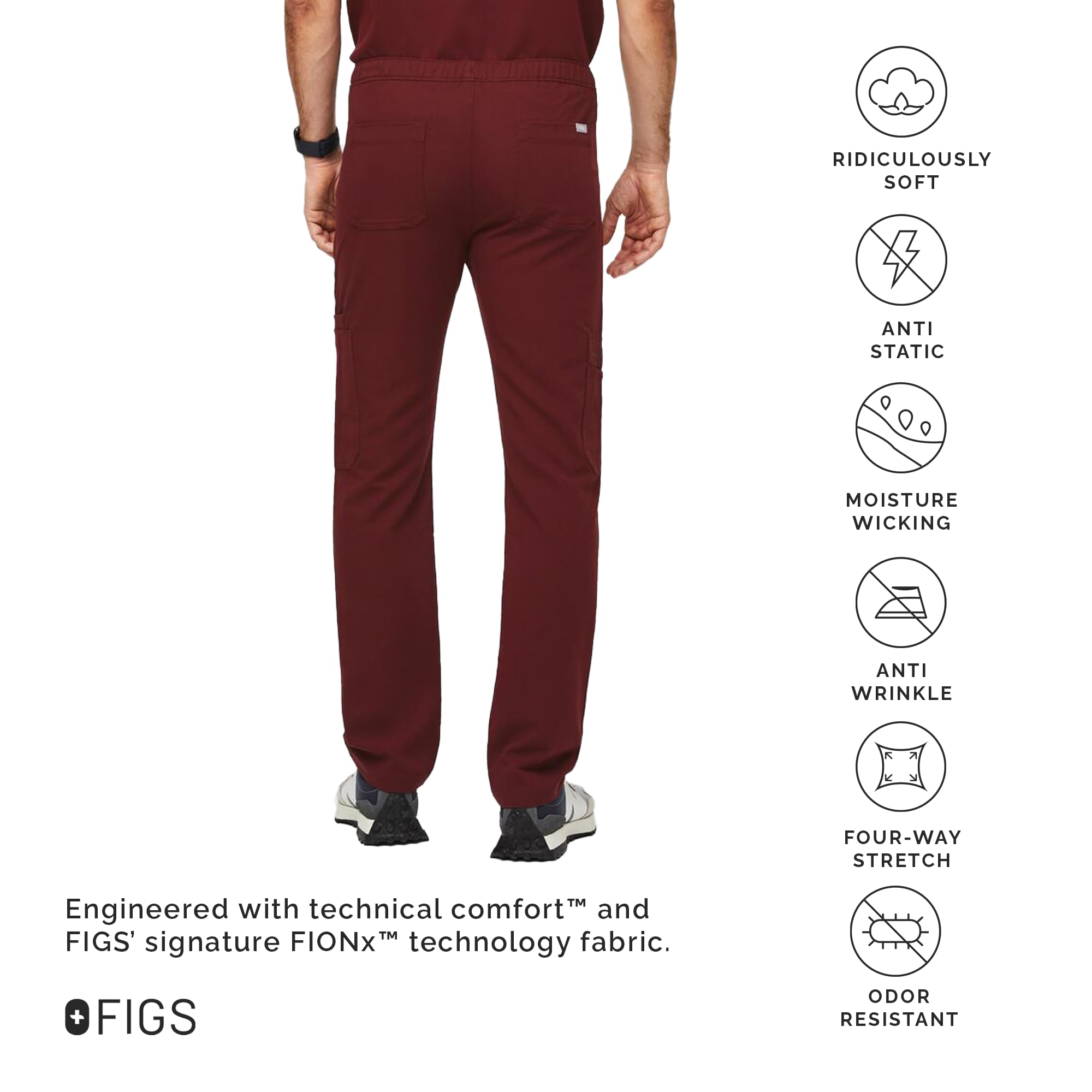 FIGS Cairo Cargo Scrub Pants for Men - Classic Straight Leg Fit, 9 Pockets, 4-Way Stretch, Anti-Wrinkle, Comfortable Medical Scrubs for Doctors & Nurses | Perfect for Hospital Shifts & Clinical Work