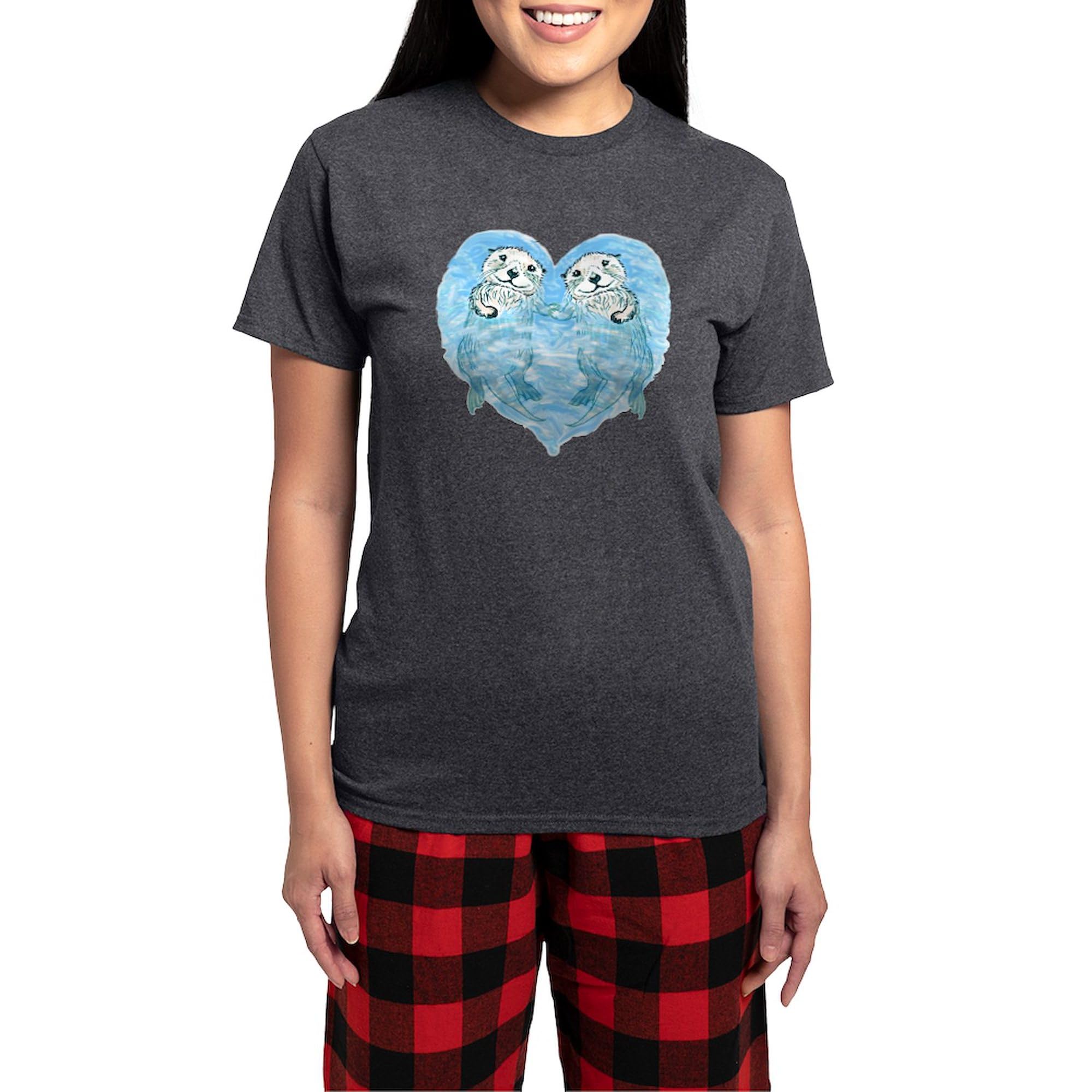 Sea Otters Holding Hands Women's Charcoal Pajama Set - Cute Animal Print Sleepwear for Women, Soft & Comfortable Lounge Pajamas - Perfect for Sleepovers, Relaxing at Home, and Gifts