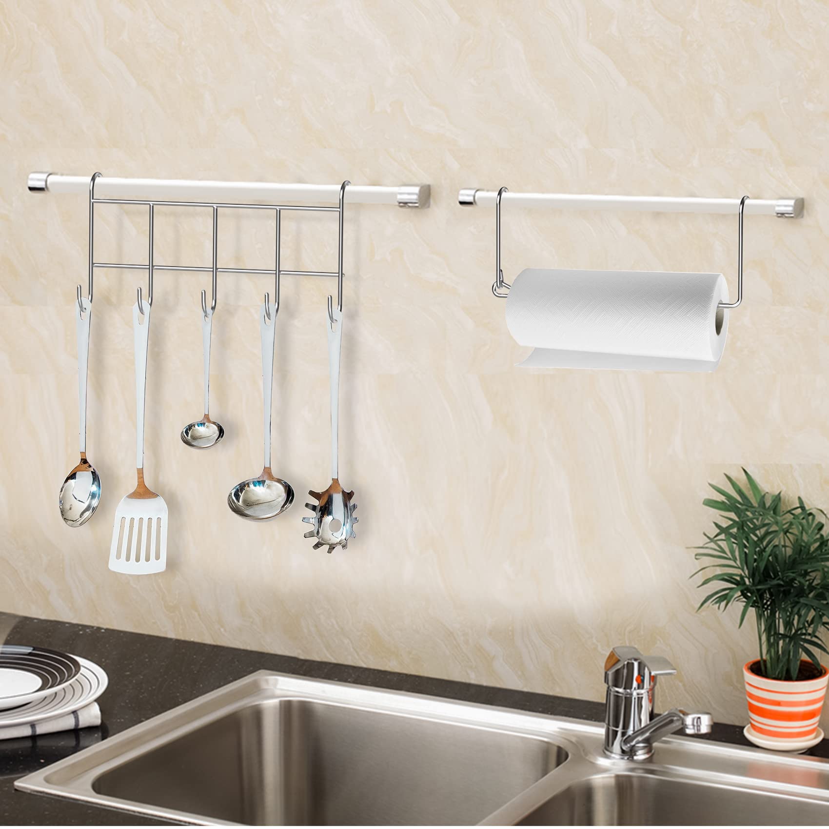 OnlyFire Paper Towel Holder Set with Hook Rack - Camp Chef Stove Accessories for Grilling & Kitchen Organization - Perfect for Outdoor Cooking, BBQ, and Home Kitchen Storage