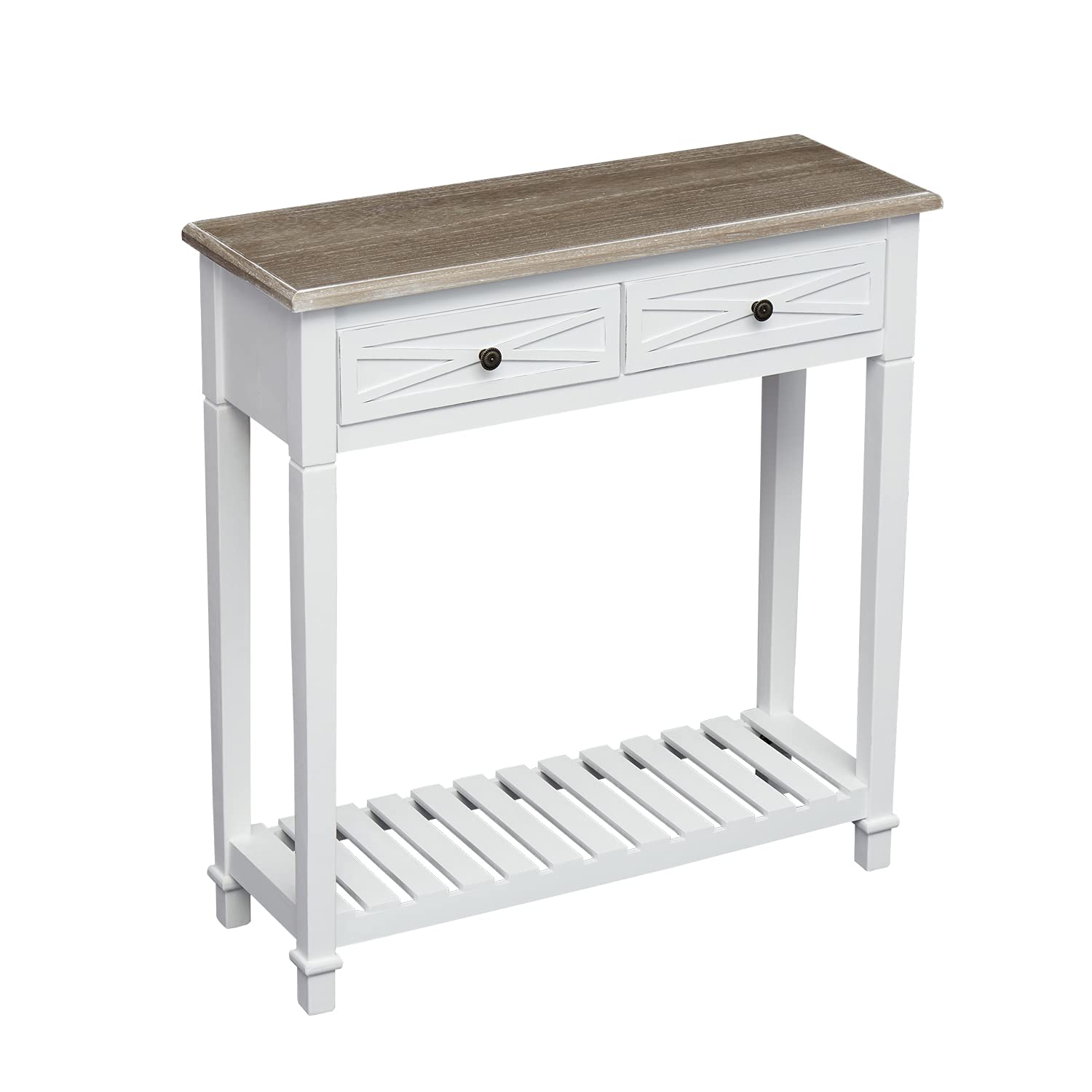 Kinbor White Console Table with Drawers & Storage Shelf - Narrow Entryway Sofa Table for Living Room, Hallway, Bedroom - Perfect for Small Spaces & Home Decor