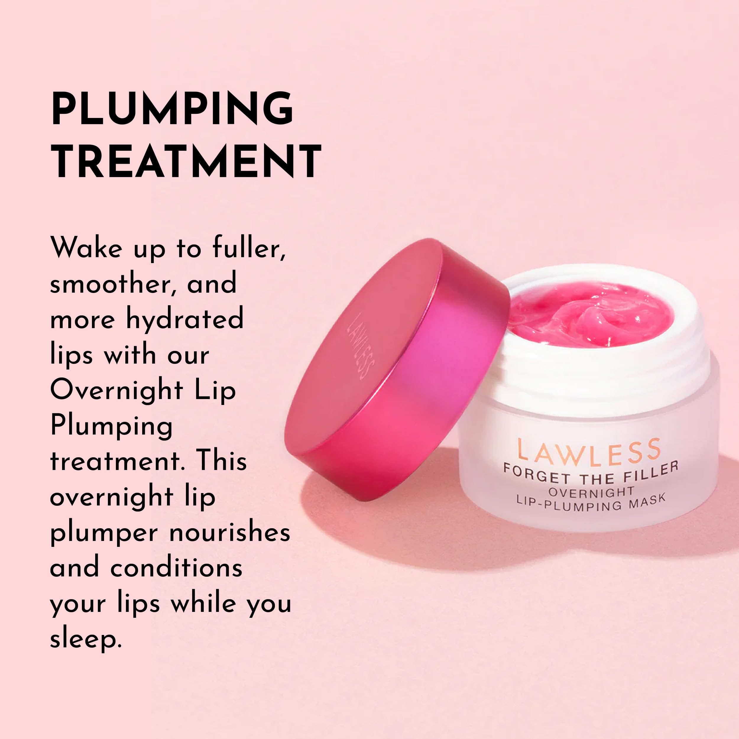 Lawless Women's Overnight Lip Plumping Mask - Forget The Filler Hydrating Treatment in Juicy Watermelon Pink (0.28 oz) for Fuller Lips | Perfect for Nighttime Lip Care & Morning Plump Effect