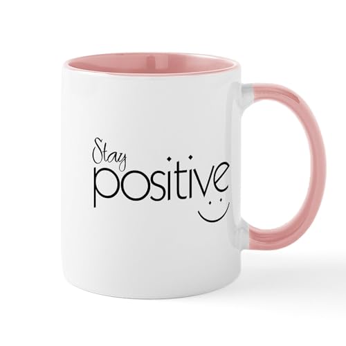 White/Pink Inside - Stay Positive Mugs