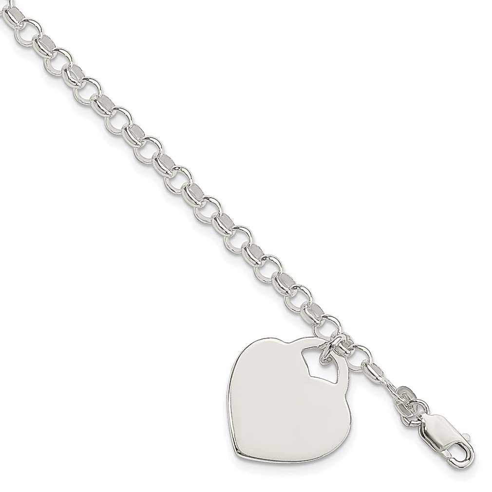 925 Sterling Silver Engraveable Heart Bracelet Charm - Romantic Love Jewelry Gift for Women, Girlfriend, Wife - Perfect for Anniversaries, Valentine's Day & Special Occasions