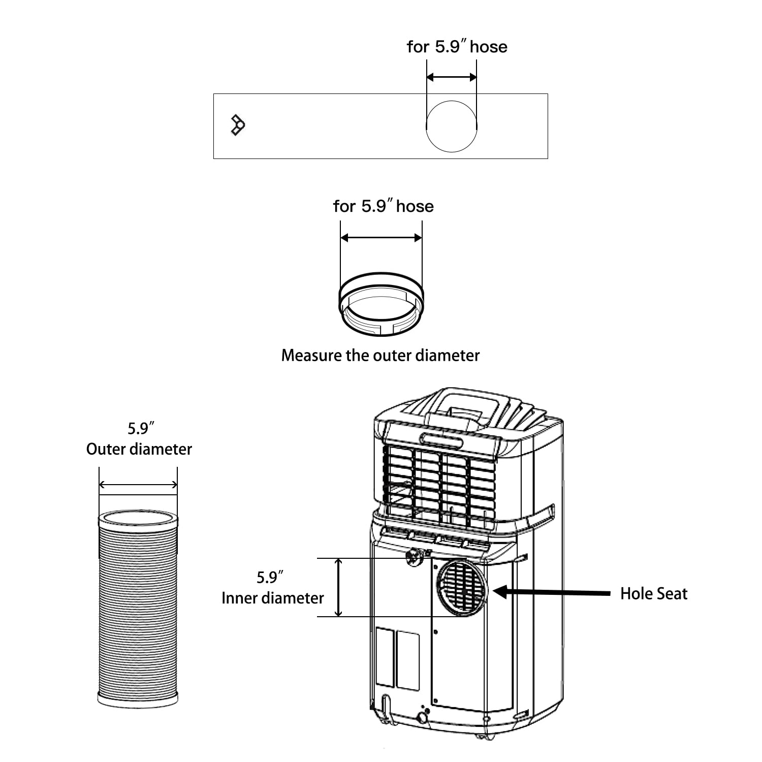 Gulrear Universal Portable Air Conditioner Window Vent Kit - 3 Adjustable Slide Seal Plates & 5.9