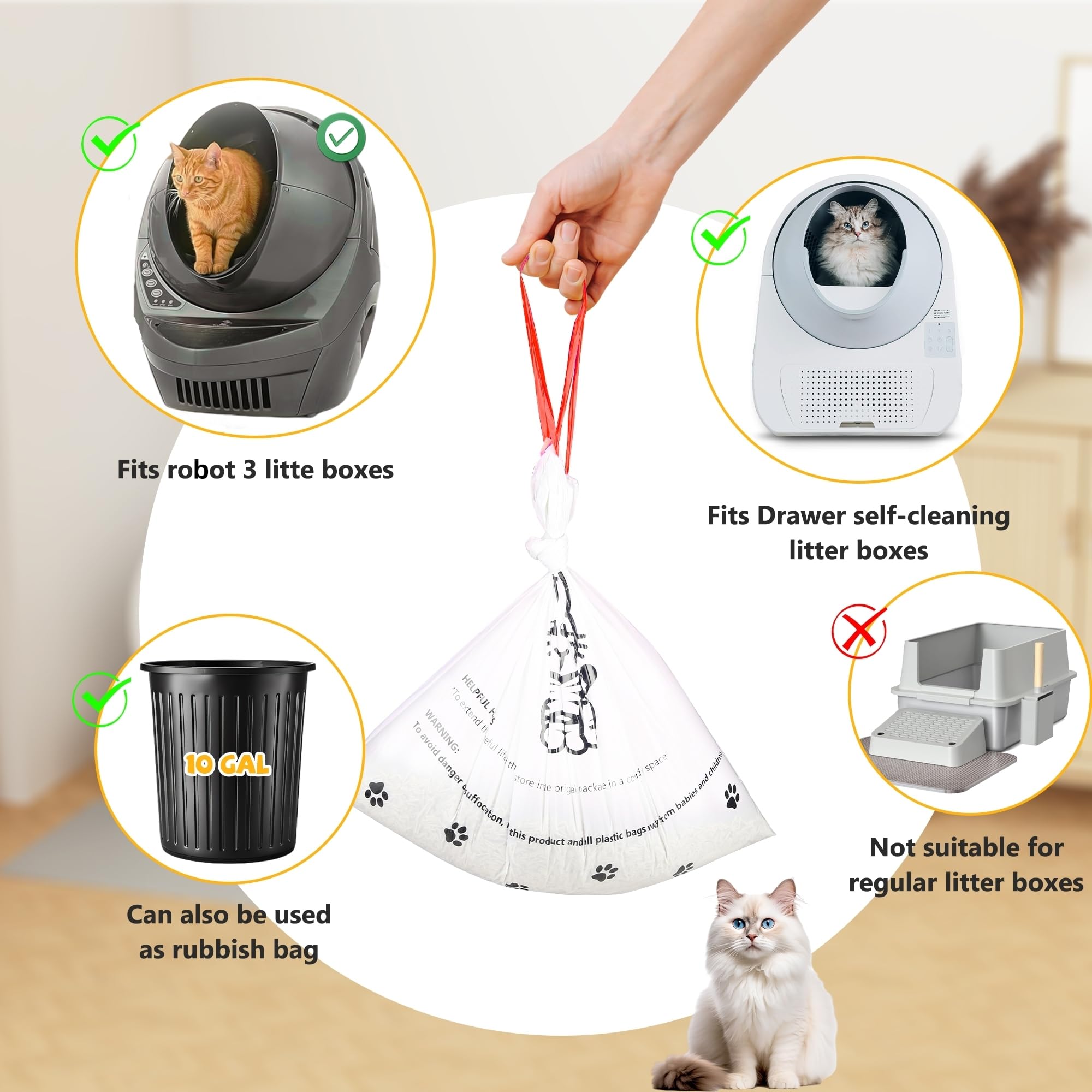 80 Count Extra Thick Cat Litter Box Liners - 24