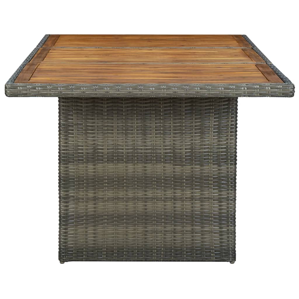 Outdoor Patio Table - Brown Poly Rattan & Solid Acacia Wood Garden Table for Deck, Lawn, Backyard, Terrace | Perfect for Dining, Entertaining & Relaxing Outdoors