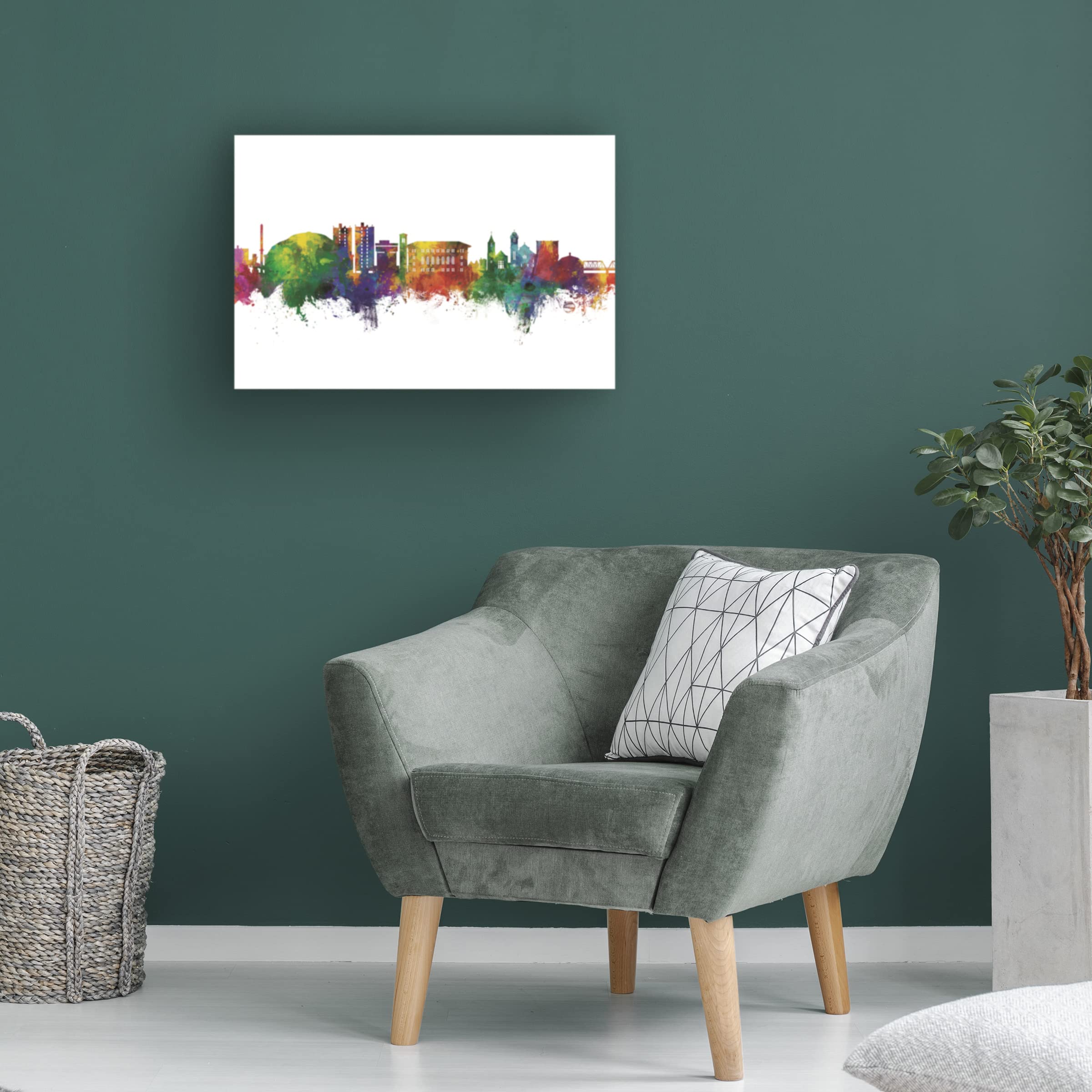 Michael Tompsett 'Cedar Falls Iowa Skyline' Canvas Wall Art Print - Modern Home & Office Decor for Living Room, Bedroom or Gift