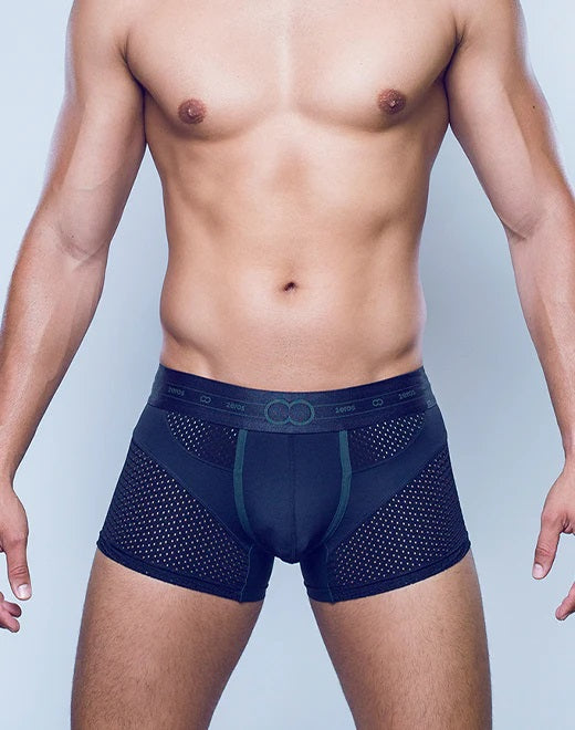 2eros Pegasus Mesh Boxer Briefs for Men - Black/Green - Breathable & Comfortable Underwear for Workout, Sports & Everyday Wear