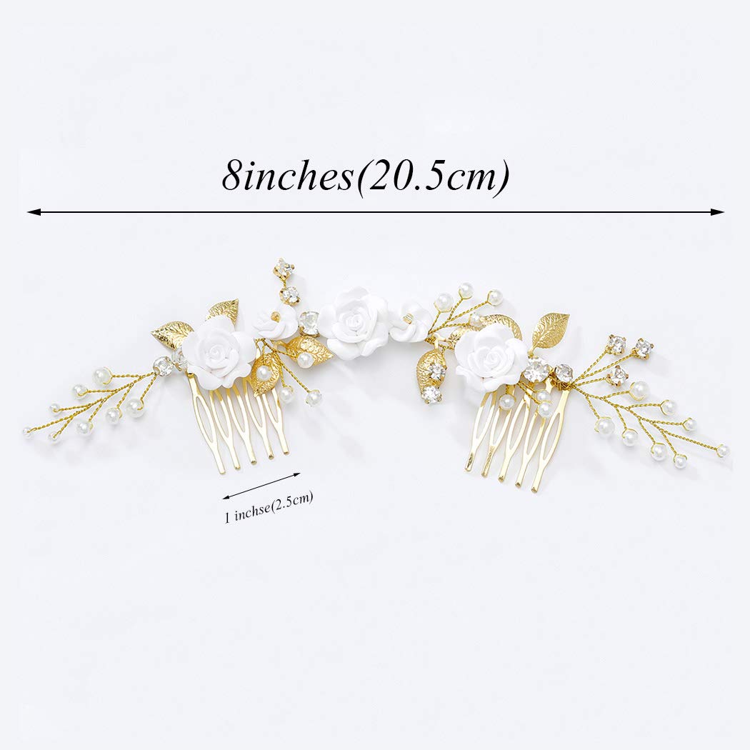 Pearl Bridal Hair Comb with Crystal - Gold Wedding Hair Accessories for Women & Girls - Perfect for Brides & Special Occasions