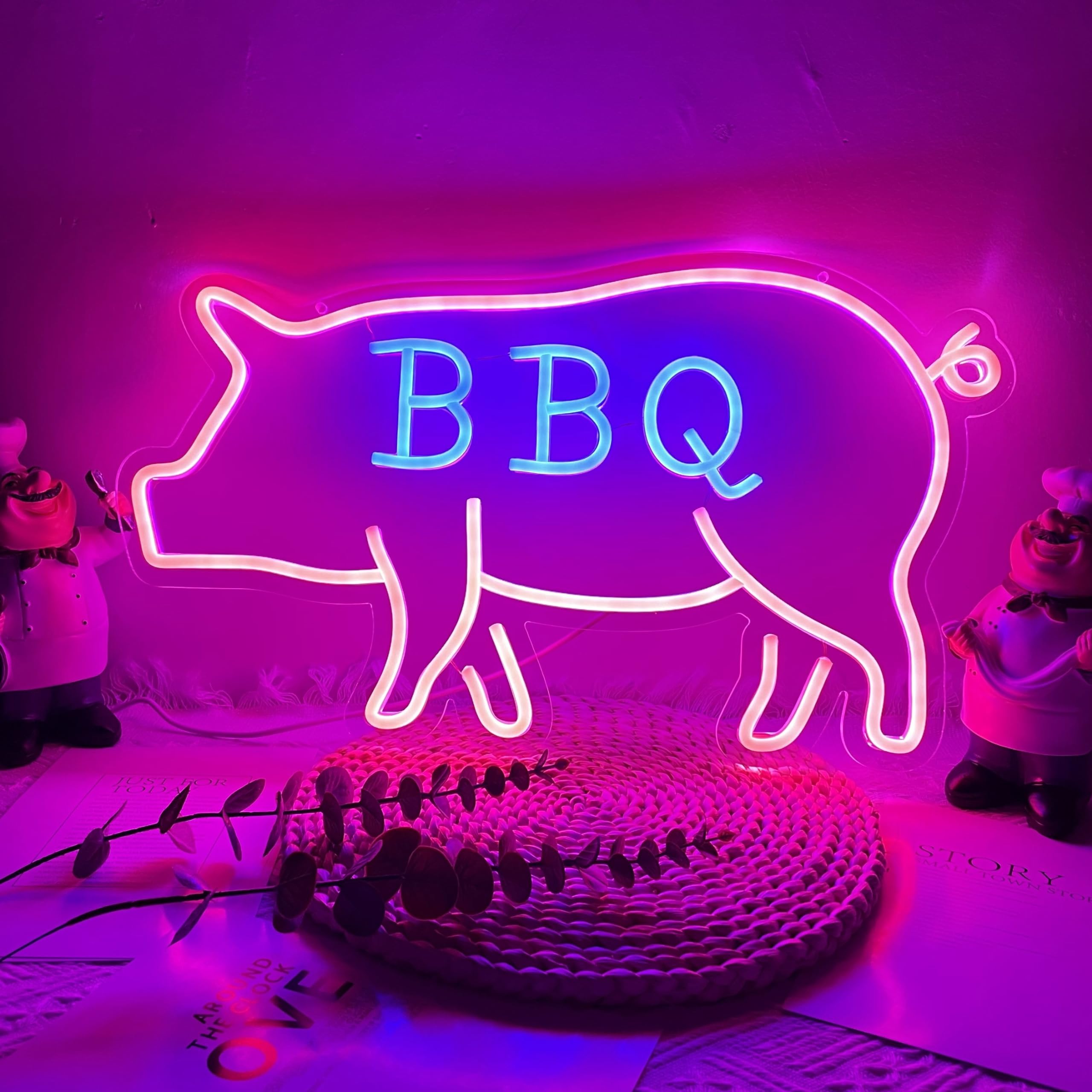 Custom Personalized BBQ Bar Neon Signs - USB Powered, 9 Brightness Levels, Wall Decor for Western Room, Game Room & Outdoor Beer Bar | Perfect for Busch Light Neon Sign & Cactus Jack Themed Spaces | Ideal for Home Bars, Man Caves, Restaurants & Party Decor