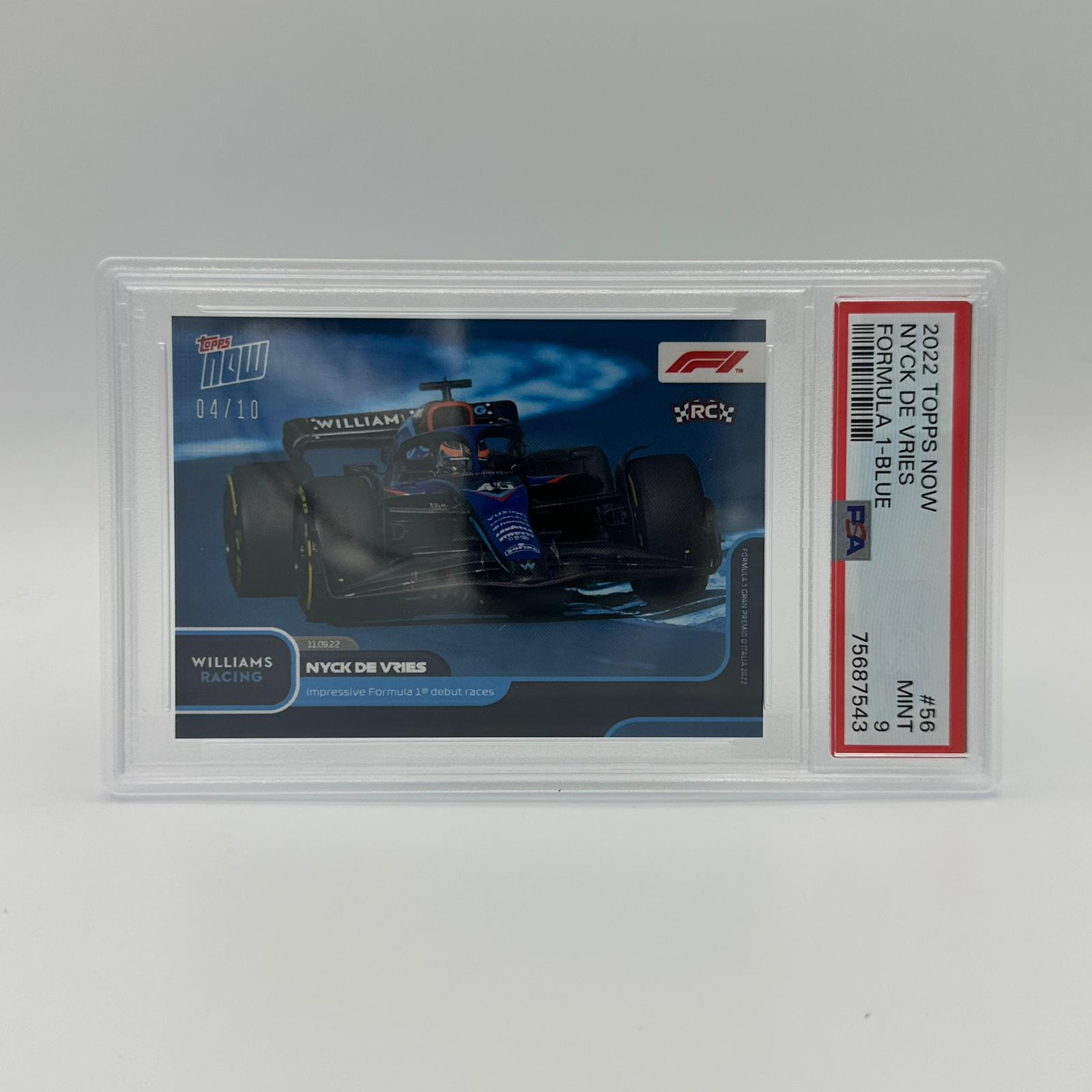 PSA 9 Graded 4/10 Nyck de Vries Formula 1 Debut Rookie Card #056 Blue - Perfect for F1 Collectors and Racing Memorabilia Displays