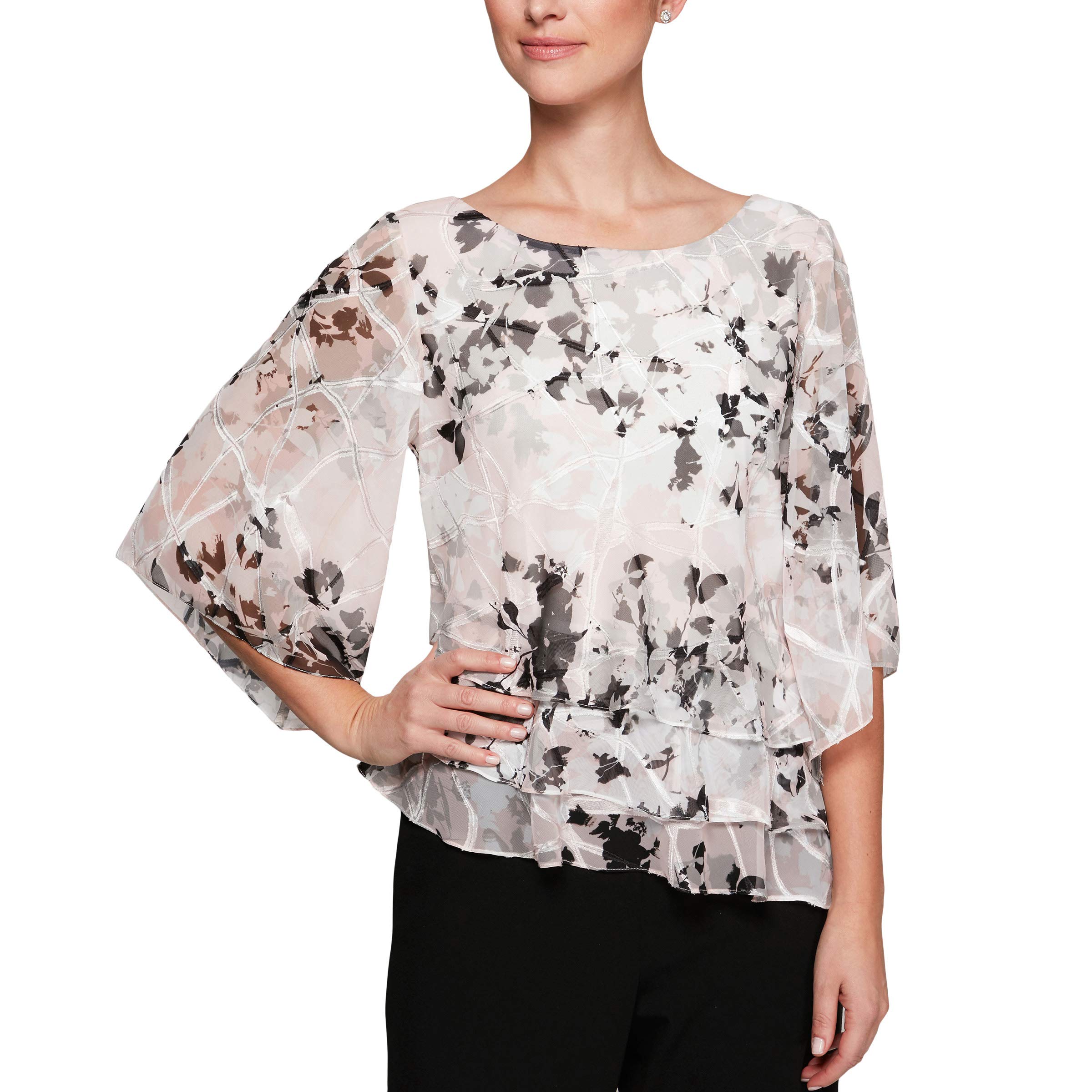 Alex Evenings Women's Chiffon Blouse - Elegant Dressy Top for Petite & Regular Sizes | Perfect for Weddings, Parties & Office Wear