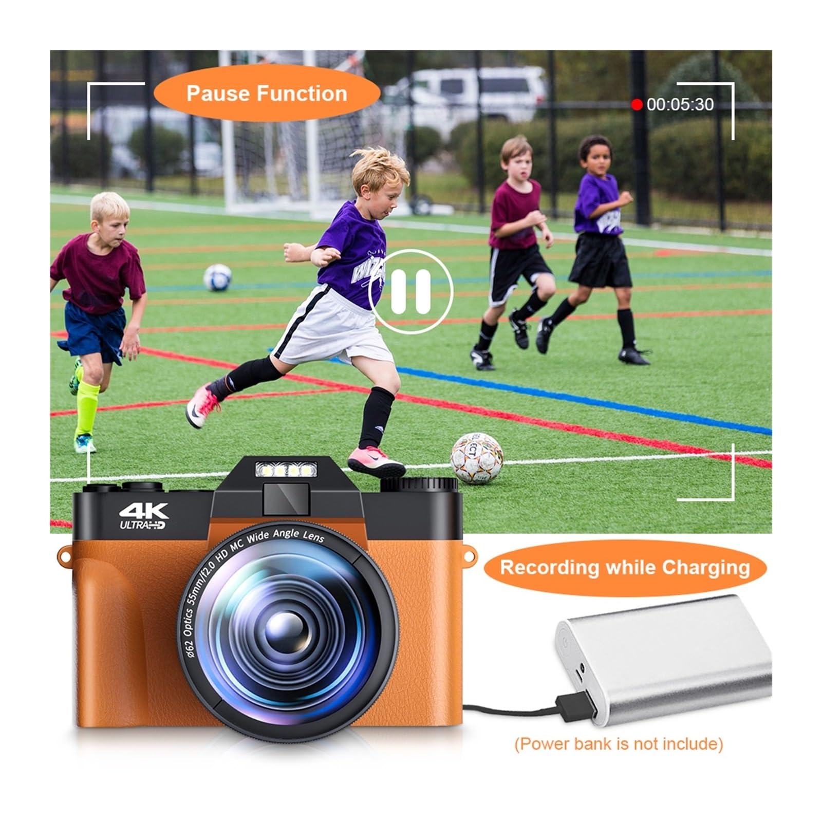Vintage Digital Camera with Auto Focus & 4K Video - 52mm Wide Angle Lens, WiFi, Compact for Vlogging, Photography & Streaming (Includes 32GB TF Card, Black) - Perfect for Travel, YouTube & Social Media Content Creation