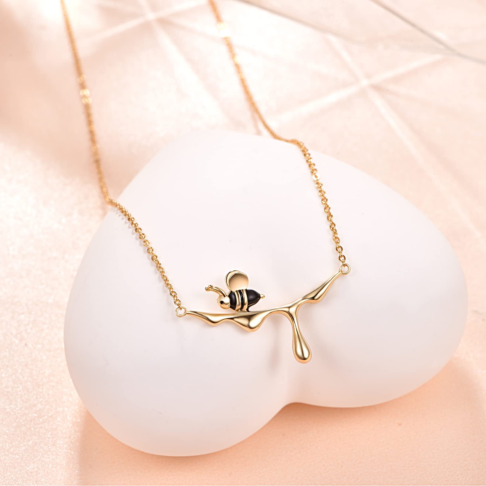 CUOKA MIRACLE 925 Sterling Silver Honey Bee Pendant Necklace - Bumblebee Jewelry with Dripping Honey Charm, Elegant Birthday Gift for Women | Perfect for Everyday Wear, Date Nights & Special Occasions