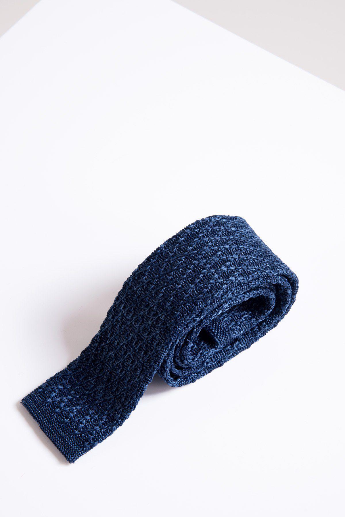 KT Blue Marl Knitted Tie for Men - Stylish Slim Skinny Necktie - Perfect for Business, Weddings & Formal Events