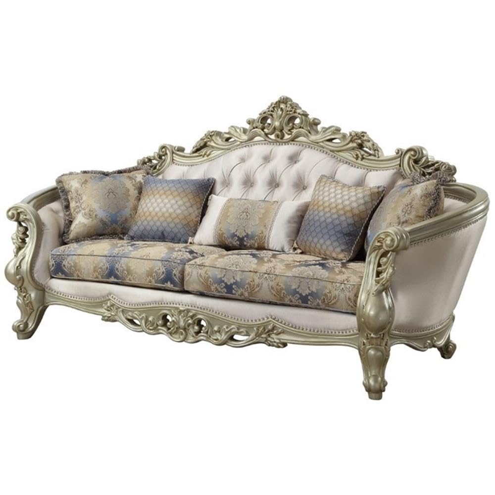 Acme Gorsedd Cream Fabric Sofa with Pillows - Living Room Luxury