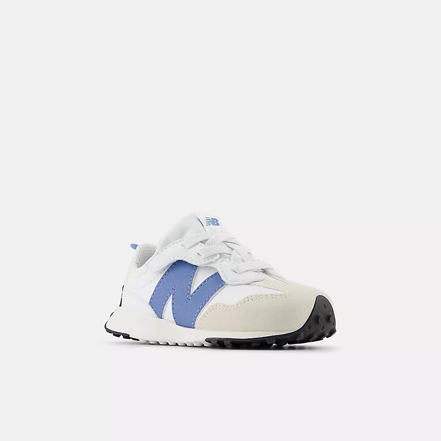 327 NEW B Hook & Loop Sneaker - White & Blue Laguna | Comfortable Kids Sneakers for School & Play | Non-Slip Sole, Breathable Design