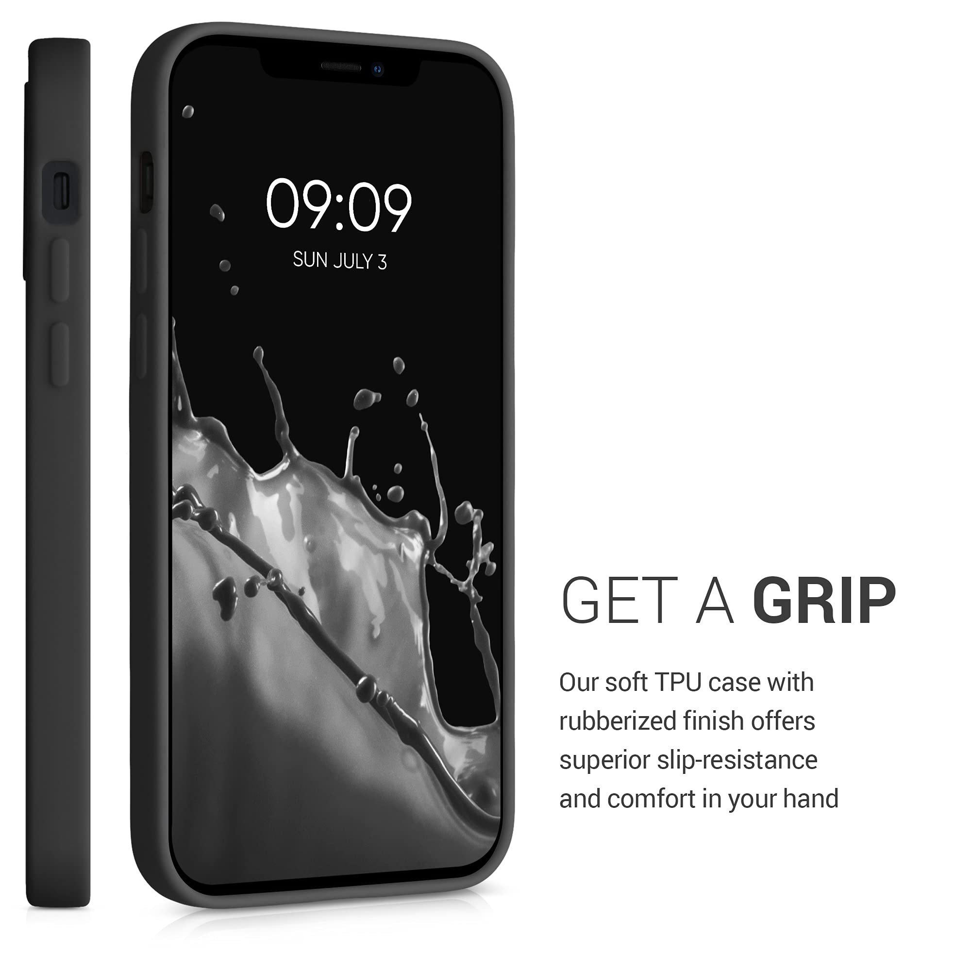 kwmobile Soft TPU Phone Case with Card Holder for Apple iPhone 12/12 Pro - Slim Protective Cover with Silicone Finish (Black) - Perfect for Everyday Use, Travel & Hands-Free Convenience