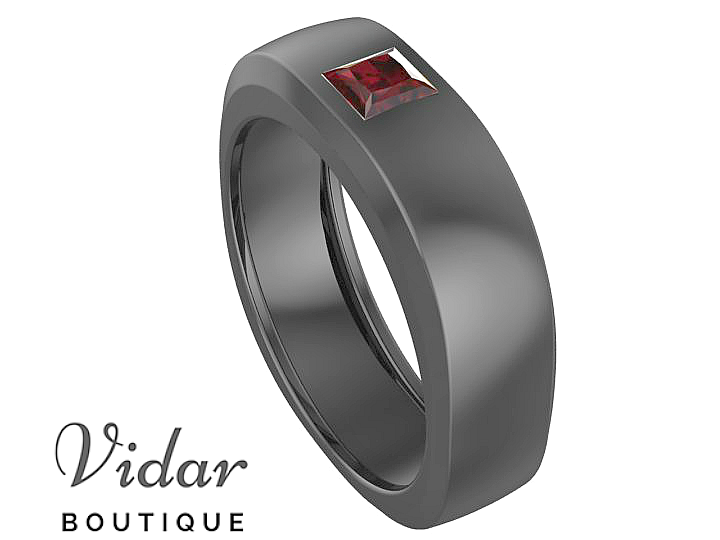 Unique Black Gold Men's Ruby Wedding Band Ring - Elegant & Durable for Engagement, Anniversary & Special Occasions