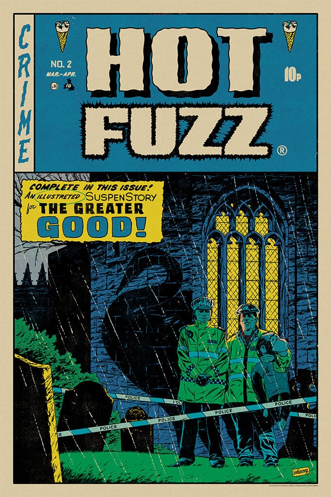Hot Fuzz Movie Poster - Premium Screen Printed Film Art Print - Perfect for Home Theater Decor, Office Wall Art & Gift for Action Comedy Fans
