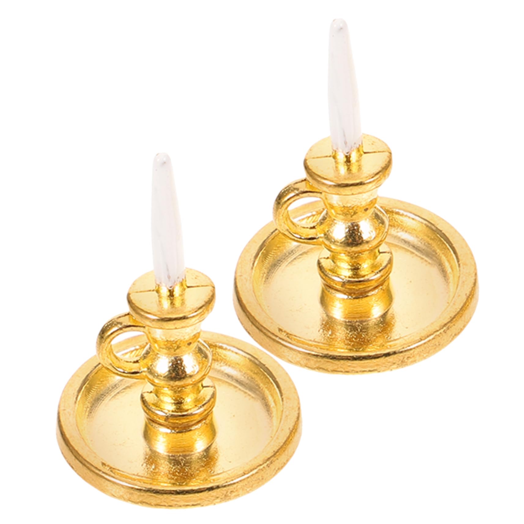 Hoement 2-Pack Miniature Candle Holders - 1:12 Scale Dollhouse Furniture with Fake Candles - Alloy Metal Decor for Dollhouse, Fairy Garden, and Christmas Village Displays - Perfect for DIY Miniature Scenes and Home Decor