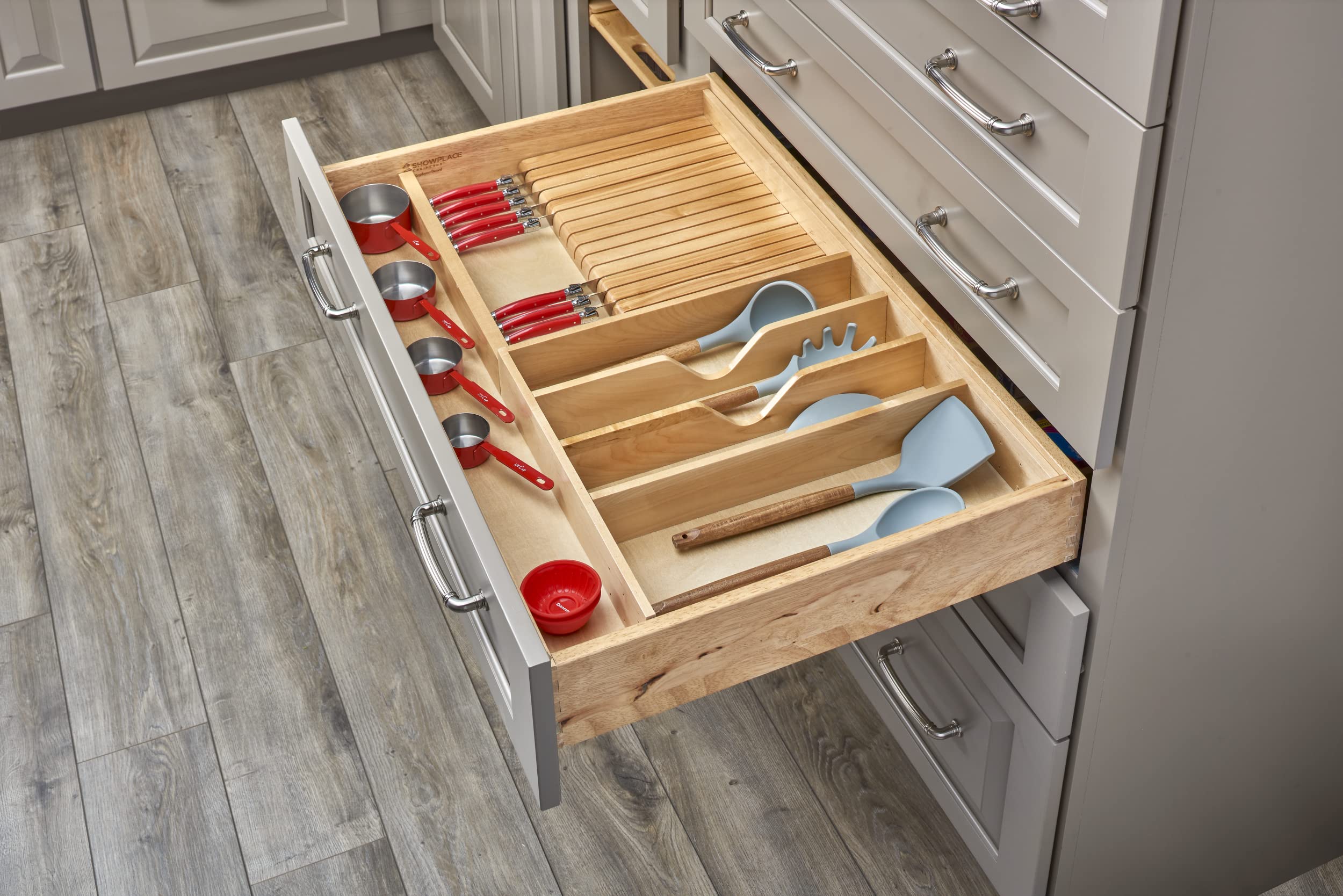 REV-A-SHELF Wooden Customizable Utensil & Knife Block Drawer Organizer - Perfect for Kitchen Drawer Storage and Knife Organization