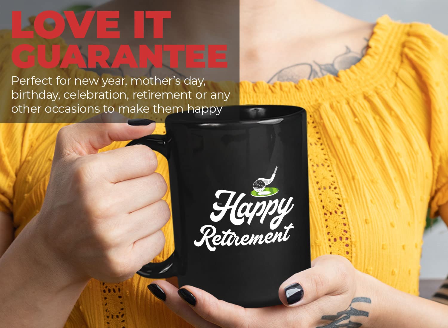 Bubble Hugs 15oz Black Golf Coffee Mug - Perfect Gift for Golf Lovers, Retirement, Father's Day & Coaches - Great for Golf Courses, Office Use & Home Decor