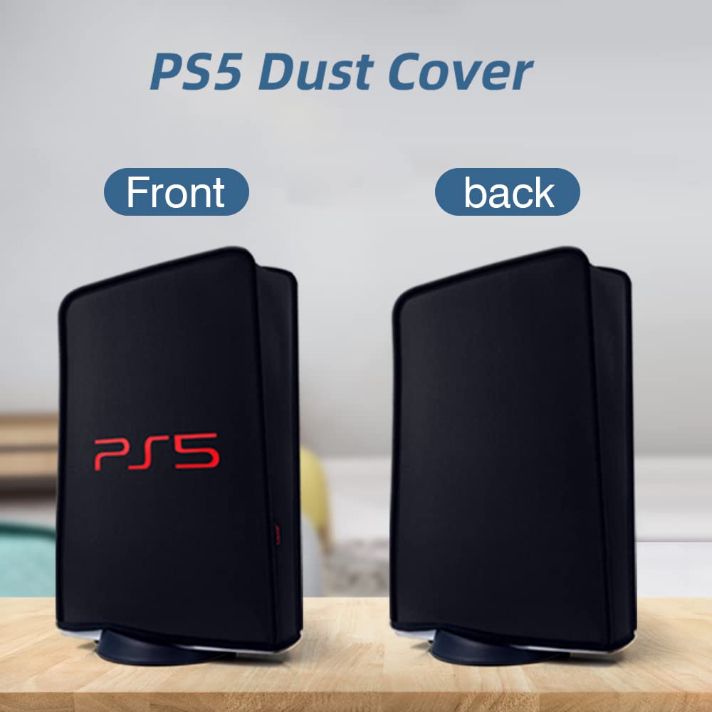 Dust Proof PS5 Cover - Anti Scratch & Washable Protector Sleeve for PS5 Game Console (Digital & Disc Edition) - Perfect for Gaming Setup Protection & Storage (Black)