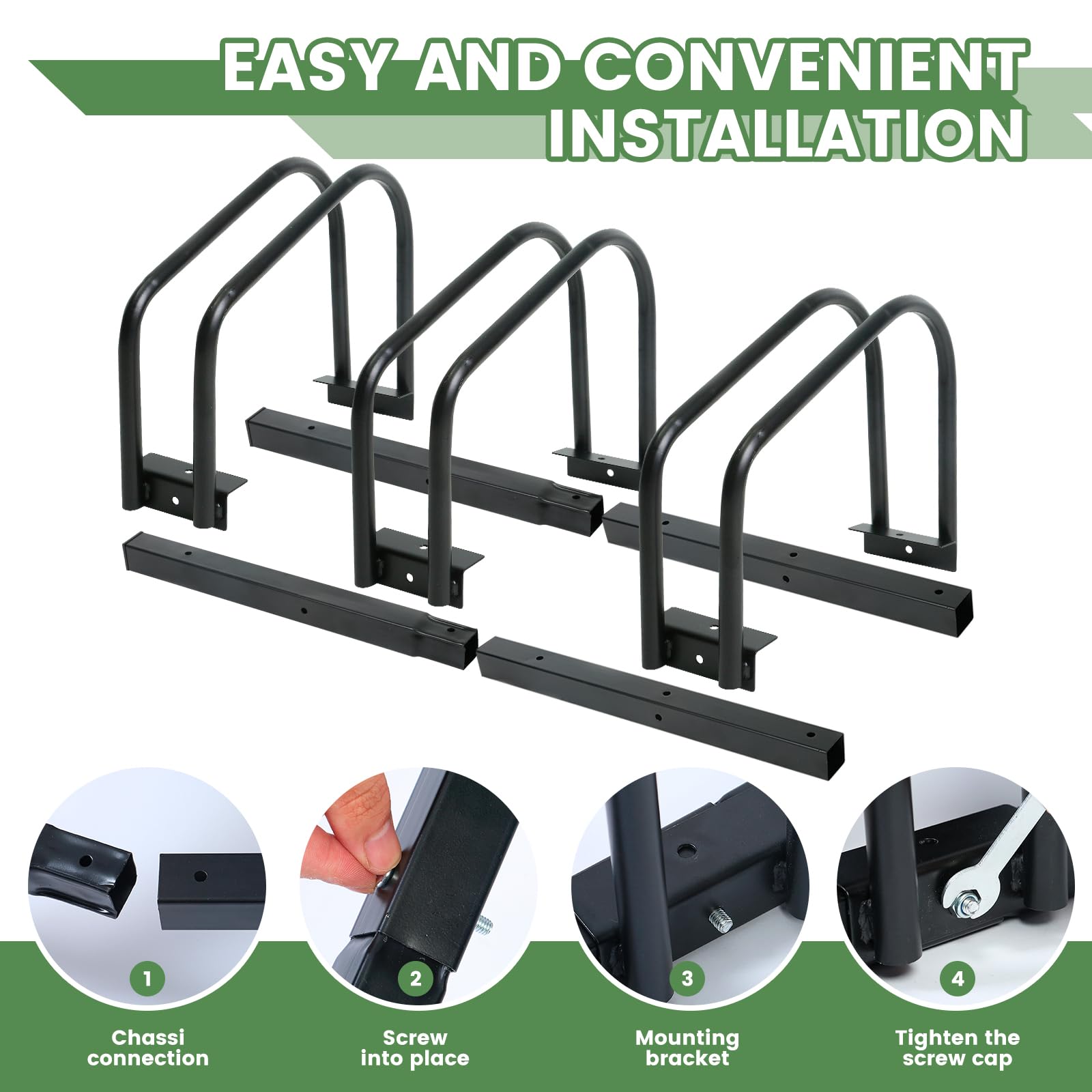 **Auwey Bike Floor Rack - Heavy Duty Bicycle Parking Stand for Mountain & Road Bikes - Fits 22-28