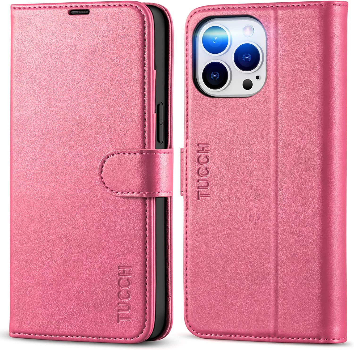iPhone 14 Pro Max Wallet Case with Wireless Charging - Slim PU Leather Flip Cover with Card Holder & Magnetic Closure | Full Body Protection for Everyday Use, Travel & Business (Black)