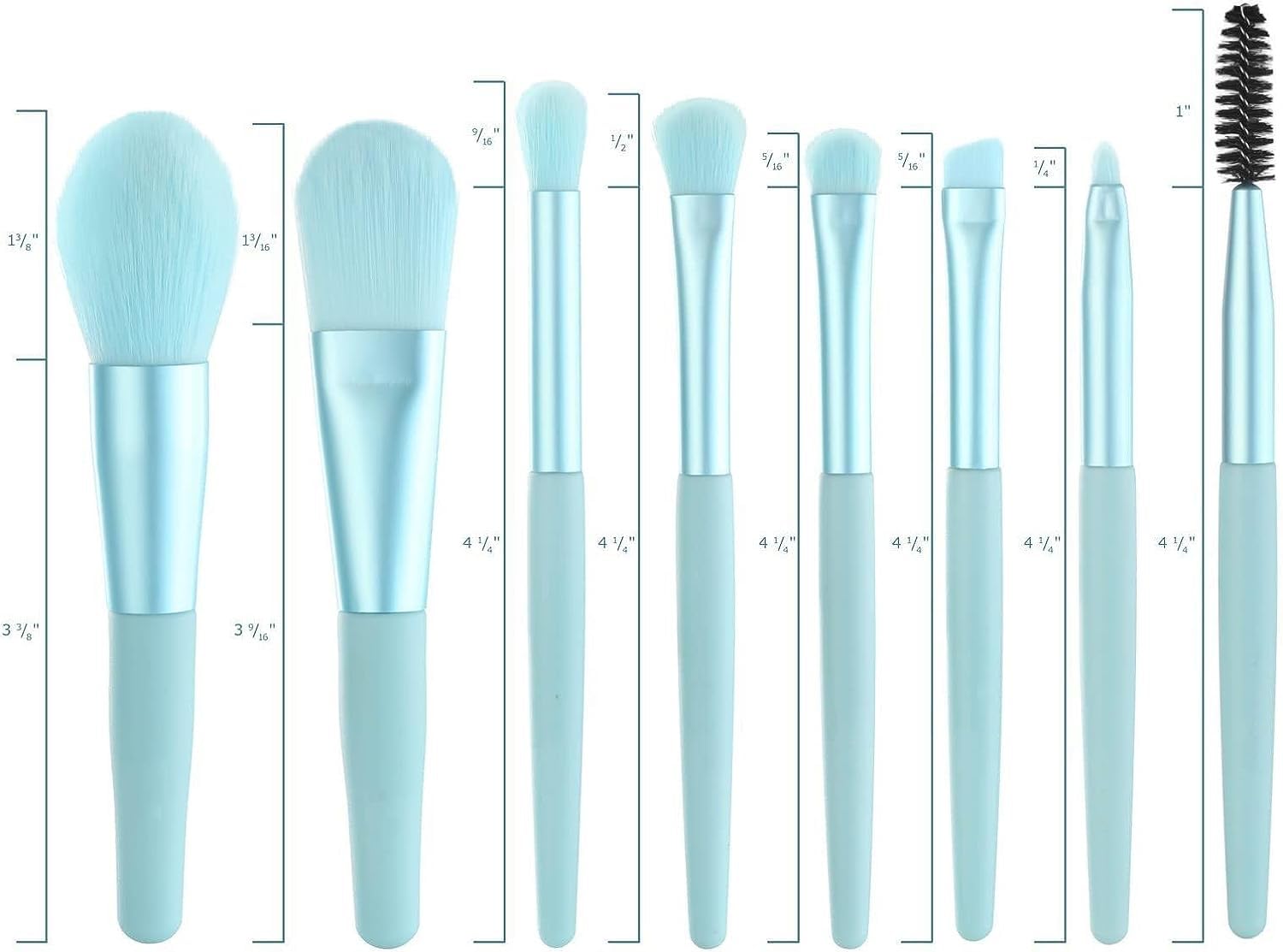 Premium 8-Piece Sky Blue Makeup Brush Set for Foundation, Blush, Eyeshadow, Eyelash, Lip & Brow | Professional Cosmetic Brushes Kit | Perfect for Travel, Home & Professional Makeup Application