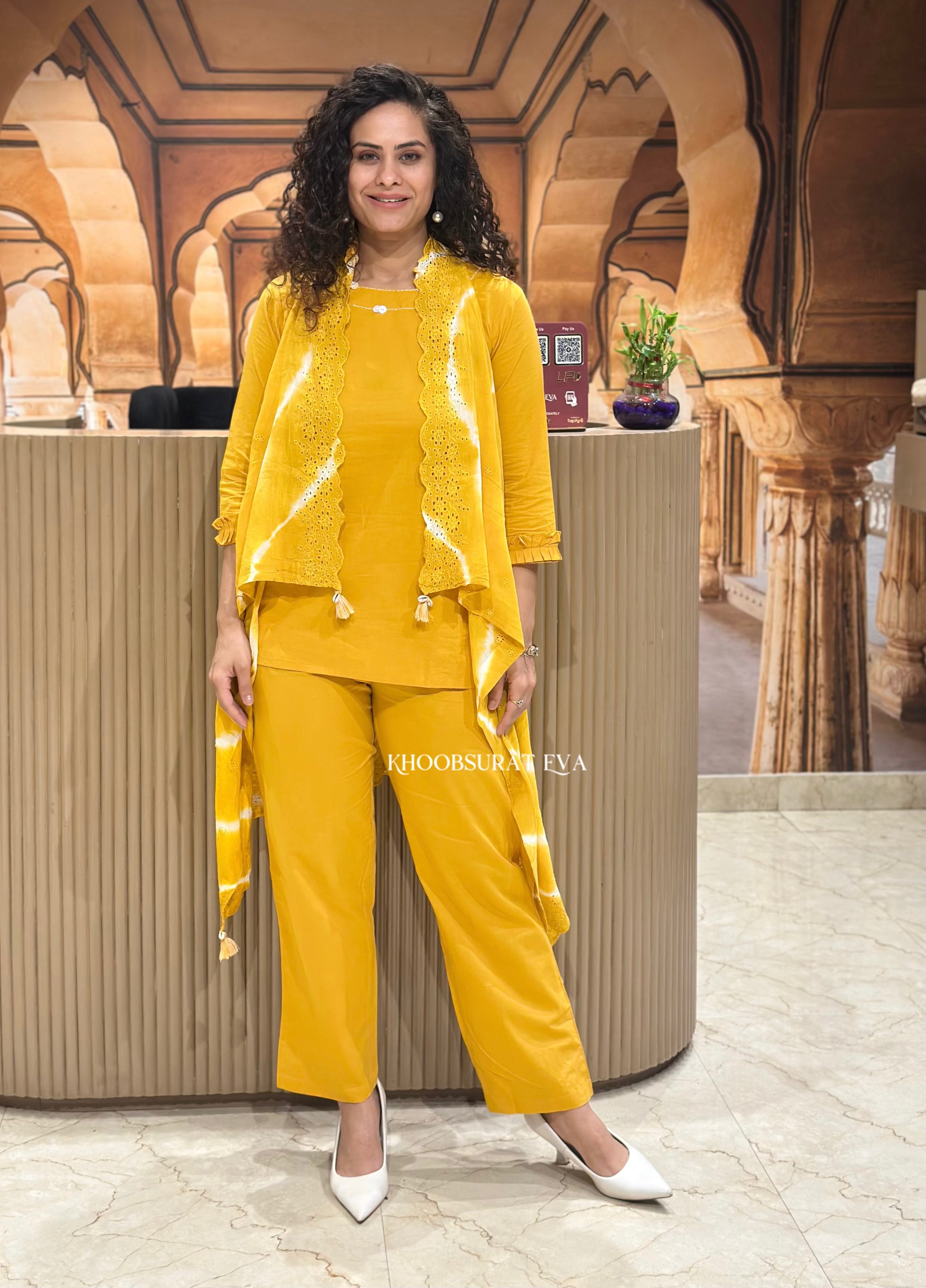 Stylish Yellow Jacket Coord Set for Women - Trendy Matching Outfit for Casual Wear, Street Style & Fall Fashion
