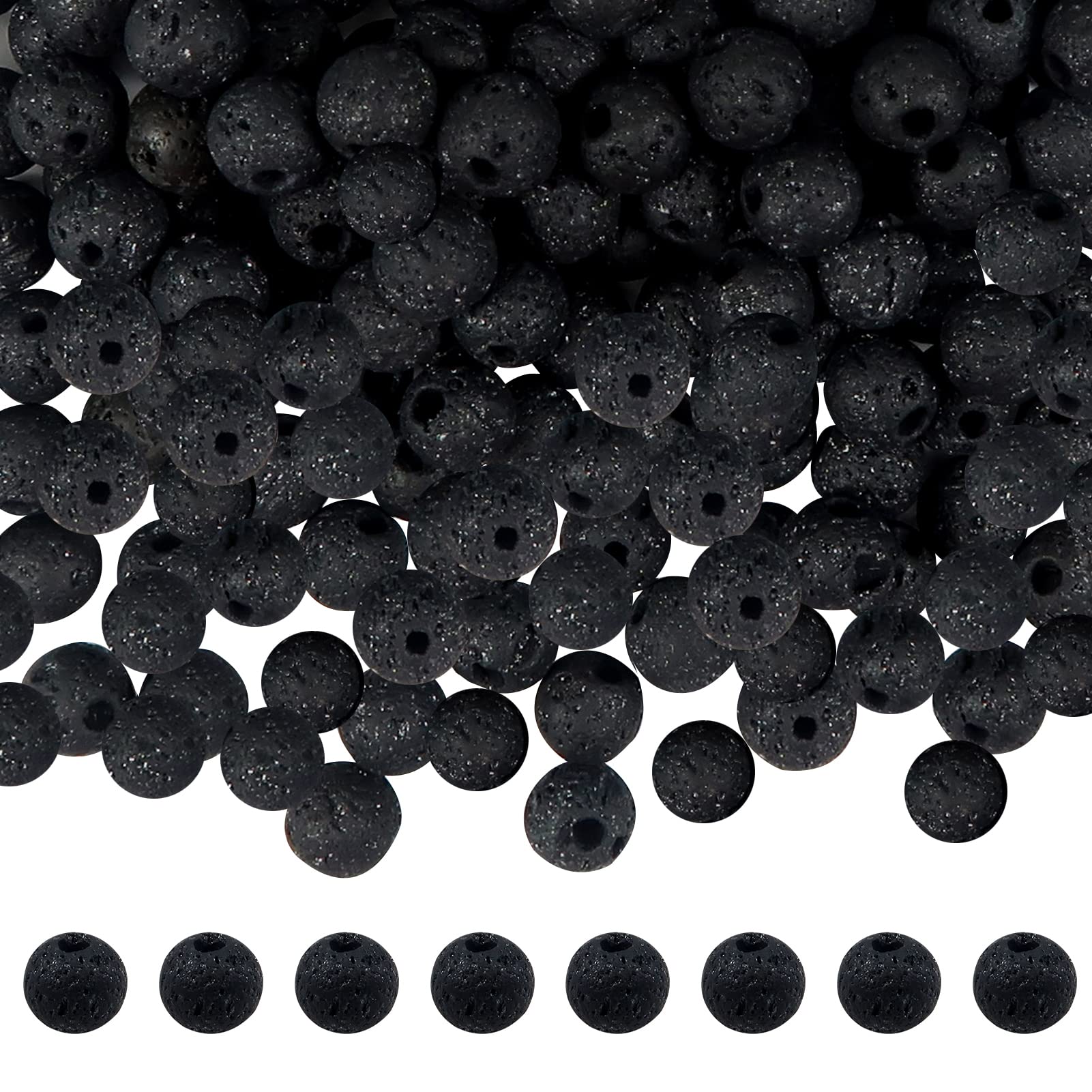 TOAOB 580pcs 4mm Natural Black Lava Stone Beads - Round Loose Gemstone Beads for Jewelry Making, Essential Oil Diffuser Bracelets & Chakra Healing | DIY Craft Supplies, Aromatherapy Accessories