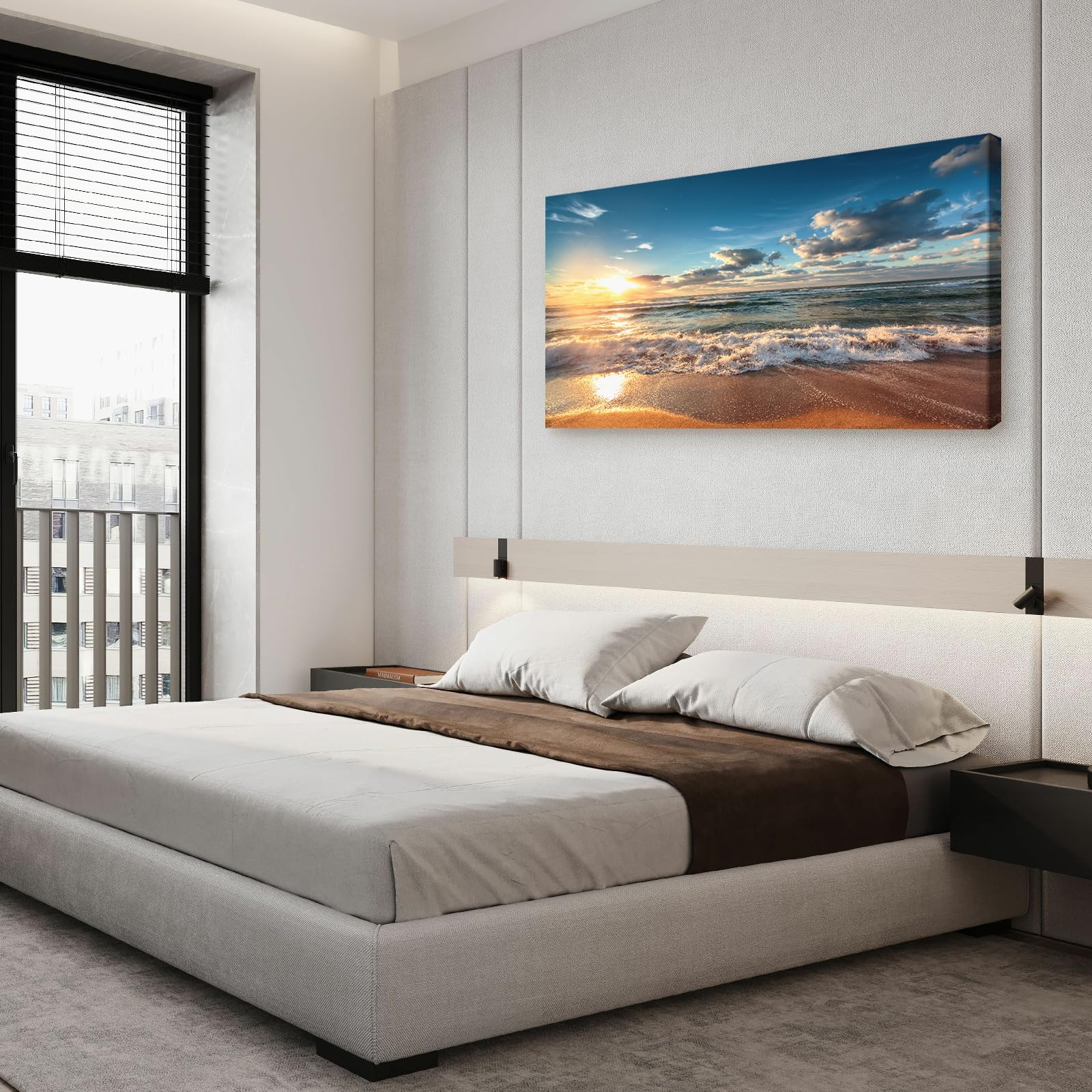 DBLAKI DB3562 Framed Beach Sunset Ocean Wall Art - Stunning Cloudscape & Sunrise Photography Canvas Print, Ready to Hang for Living Room, Bedroom & Office Decor | Coastal Nature Pictures for Beach House & Seaside Theme