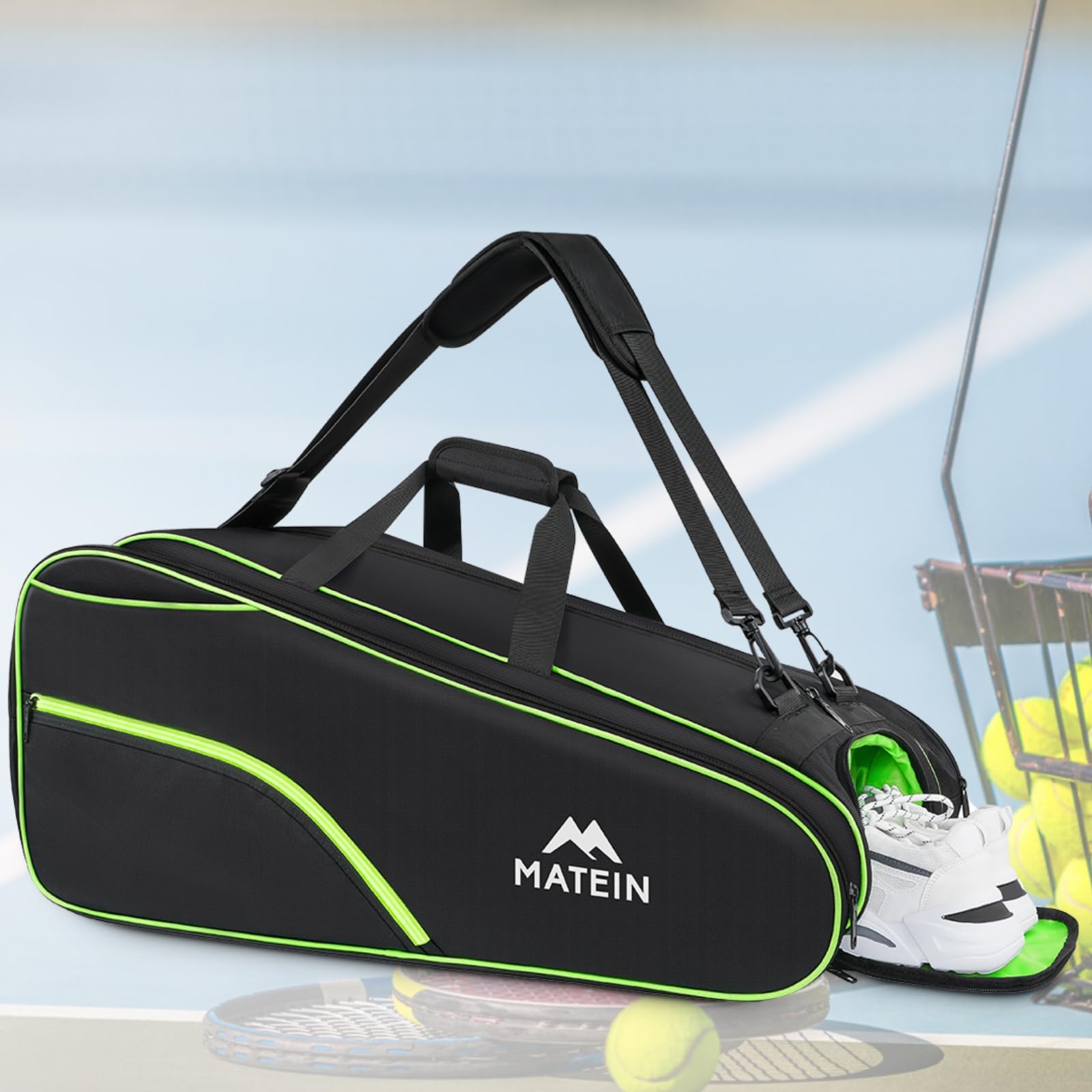 **MATEIN 6-Racket Tennis Backpack - Extra Large Convertible Racquet Bag with Shoe Compartment, Cooler Pocket & Removable Shoulder Strap for Men & Women | Perfect for Tennis, Pickleball & Sports Equipment Storage**