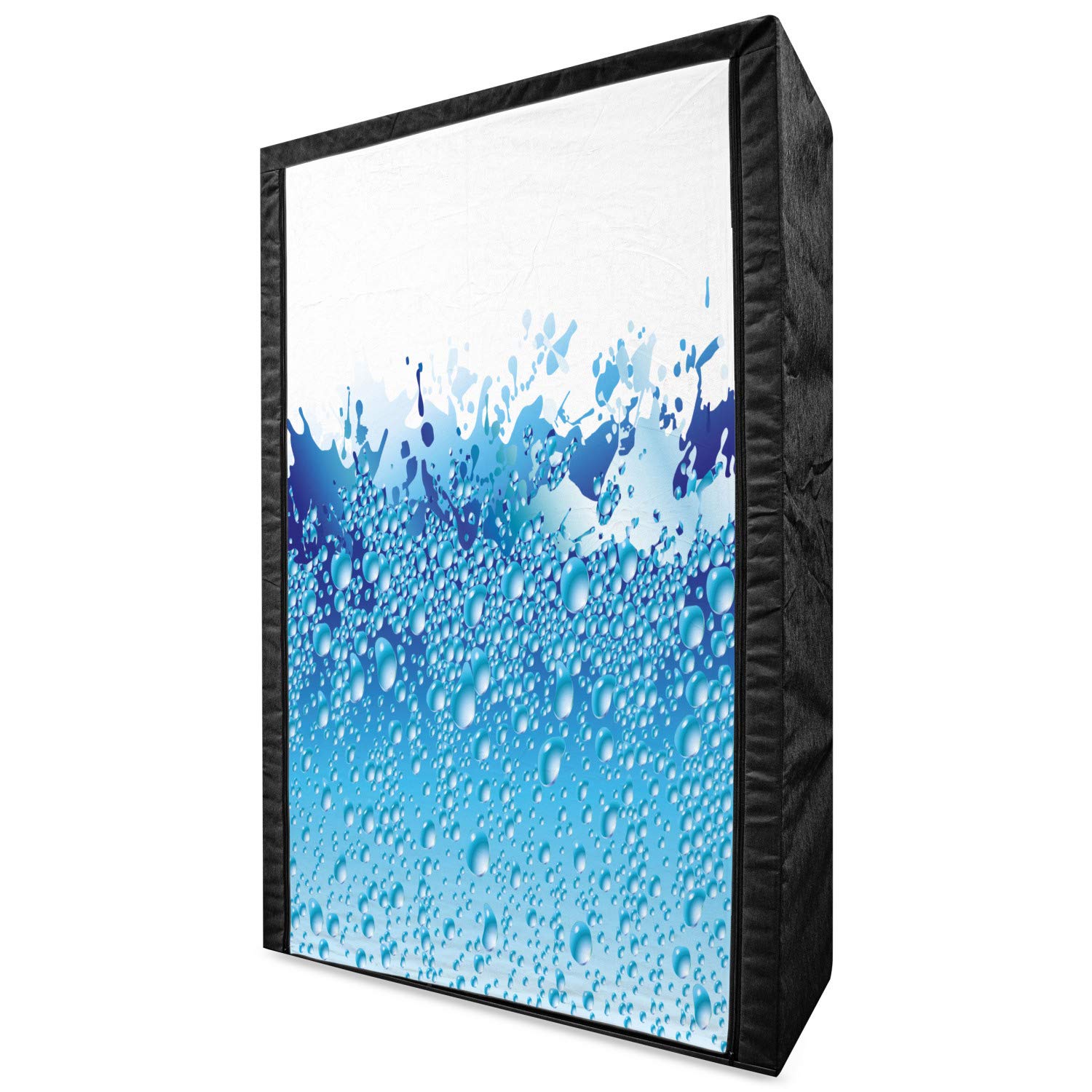Ambesonne Modern Portable Fabric Wardrobe - Aquarium Themed Water Bubble Print Clothing Organizer with Shelves, 42.5 Inch Dark Blue & Sky Blue - Perfect for Bedroom, Dorm, Apartment Storage & Closet Organization