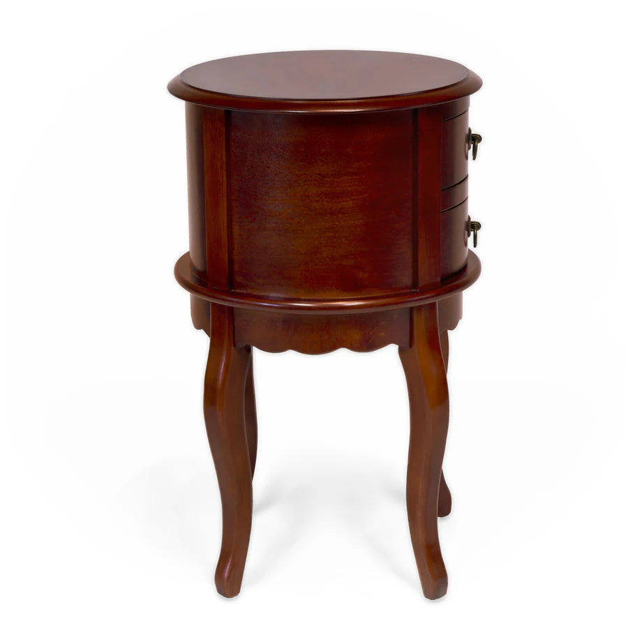 All Things Cedar Twin Drawer Round Hall Table - Solid Wood Entryway Console with Storage - Perfect for Small Spaces, Foyers & Apartment Living