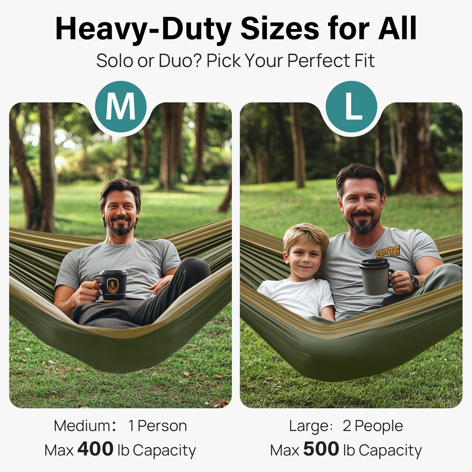 Kootek Portable Camping Hammock - Lightweight Double & Single Hammock with Tree Straps - Perfect for Outdoor Adventures, Hiking, Beach Trips & Backpacking - Essential Camping Gear for Travel
