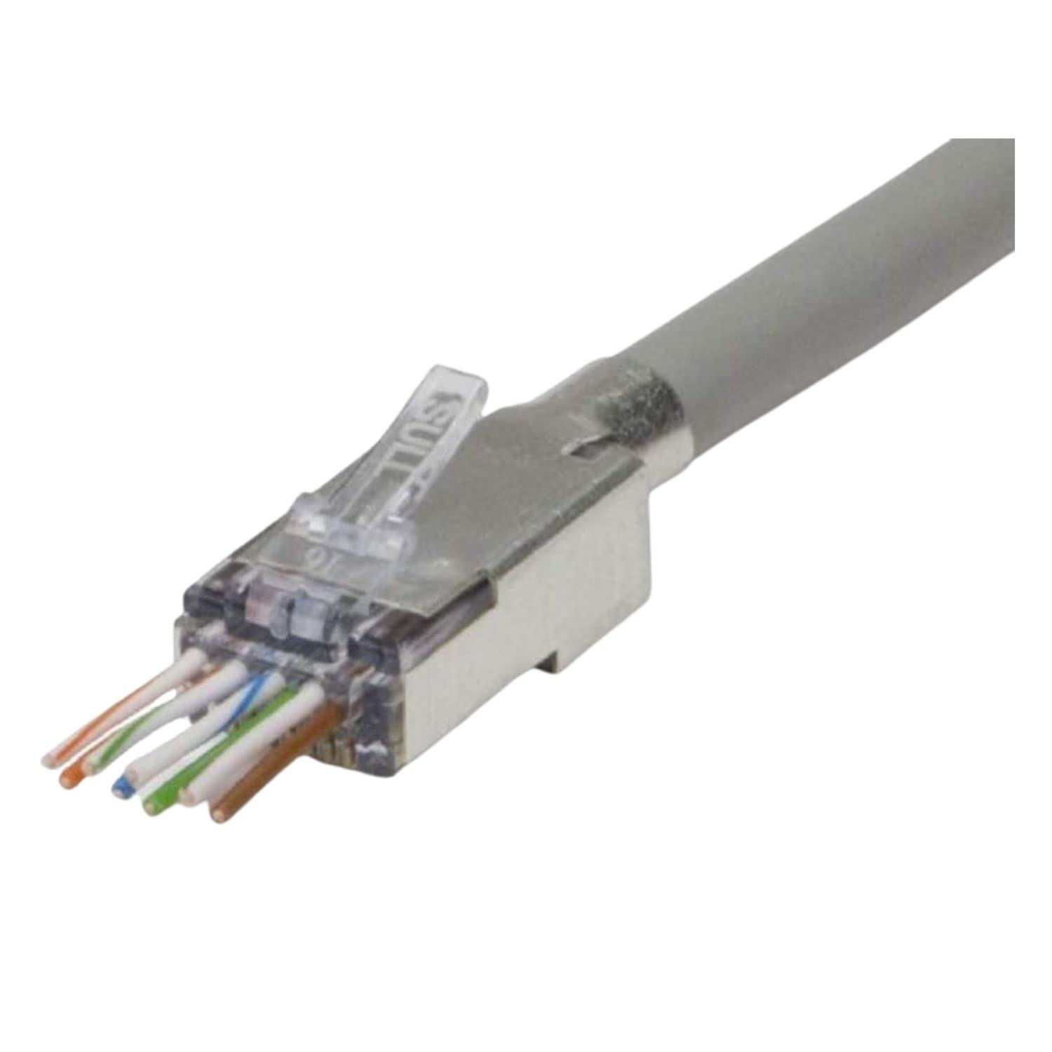 Platinum Tools Ezex44 Shielded RJ45 External Ground Connector 50-Pack in Jar (202051J) - Ideal for Network Installations, Data Centers & Telecom Wiring