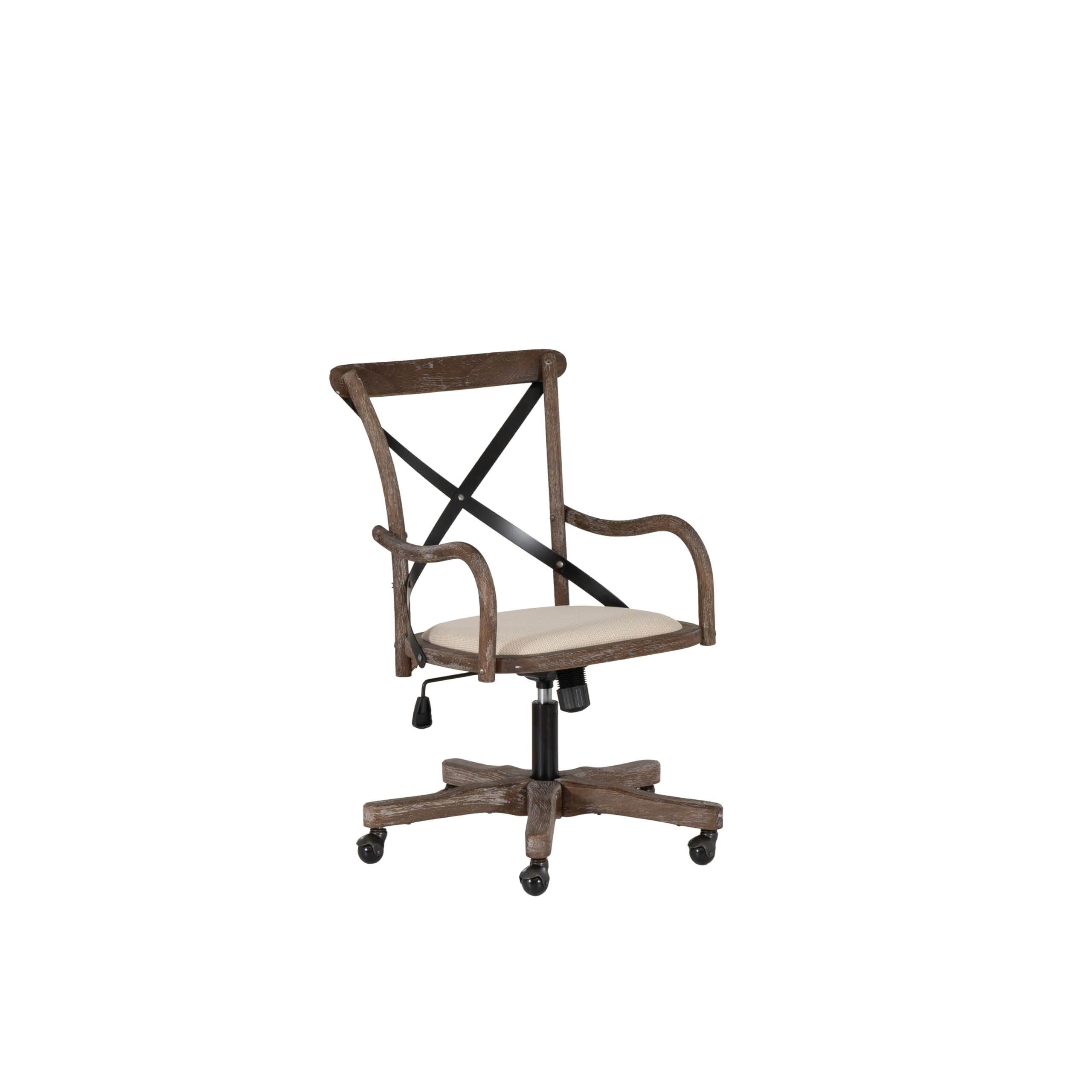 Linon Mavis Grey Fabric Office Chair - Ergonomic Desk Chair for Home & Café - Comfortable Seating for Work, Study, and Dining Areas