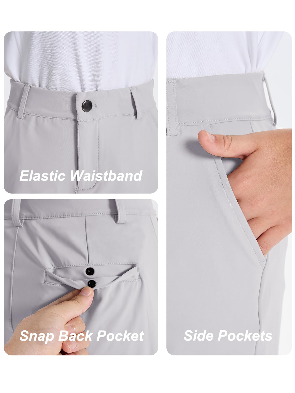 DEVOROPA Boys' Stretch Golf Shorts - Flat Front Chino Hybrid Twill Casual Shorts with Pockets for Youth & Kids | Perfect for School Uniform, Golfing & Everyday Wear