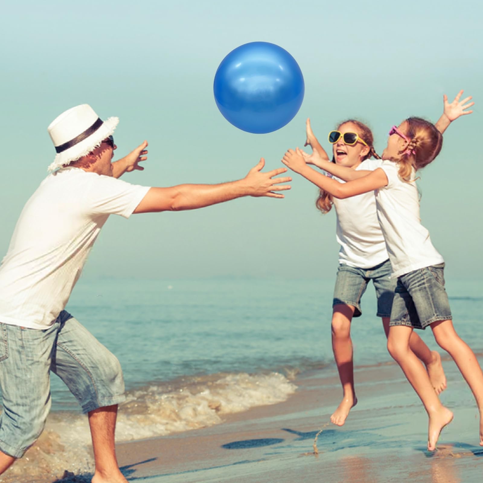 2 Pack 9 Inch Inflatable Bouncy Balls with Hand Pump - Fun Indoor Outdoor Play Balls for Kids, Birthday Party Favors, Backyard Games & Summer Activities