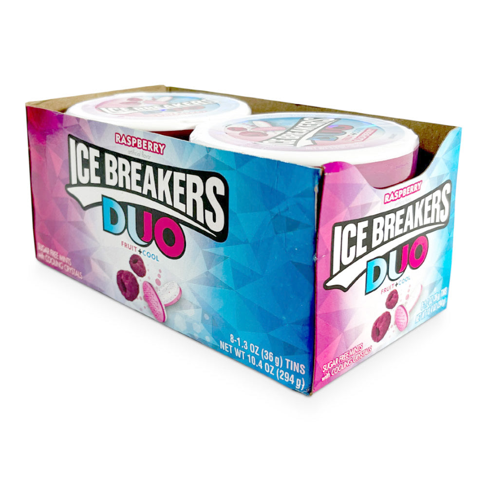 Hershey Ice Breaker Mints Duos Raspberry - 8 Count Box | Refreshing Breath Mints for Office, Car & Travel | Sugar-Free Candy for Fresh Breath All Day