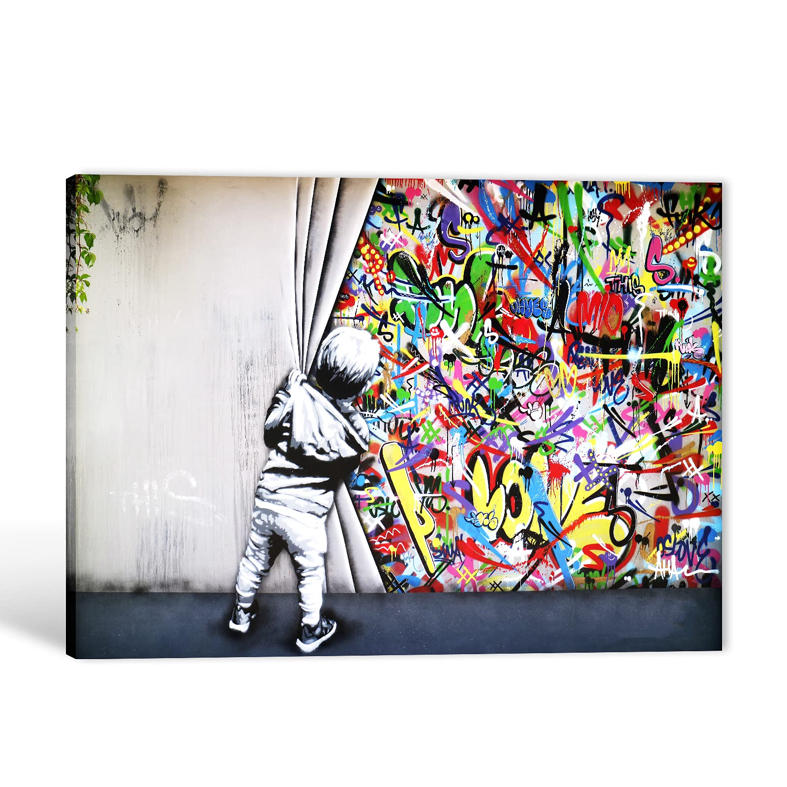 Colorful Graffiti Wall Art for Kids - Modern Framed Street Art Painting (28x40 Inches) | Unique Room Decor for Children's Bedroom, Playroom & Nursery | Perfect Gift for Boys & Girls