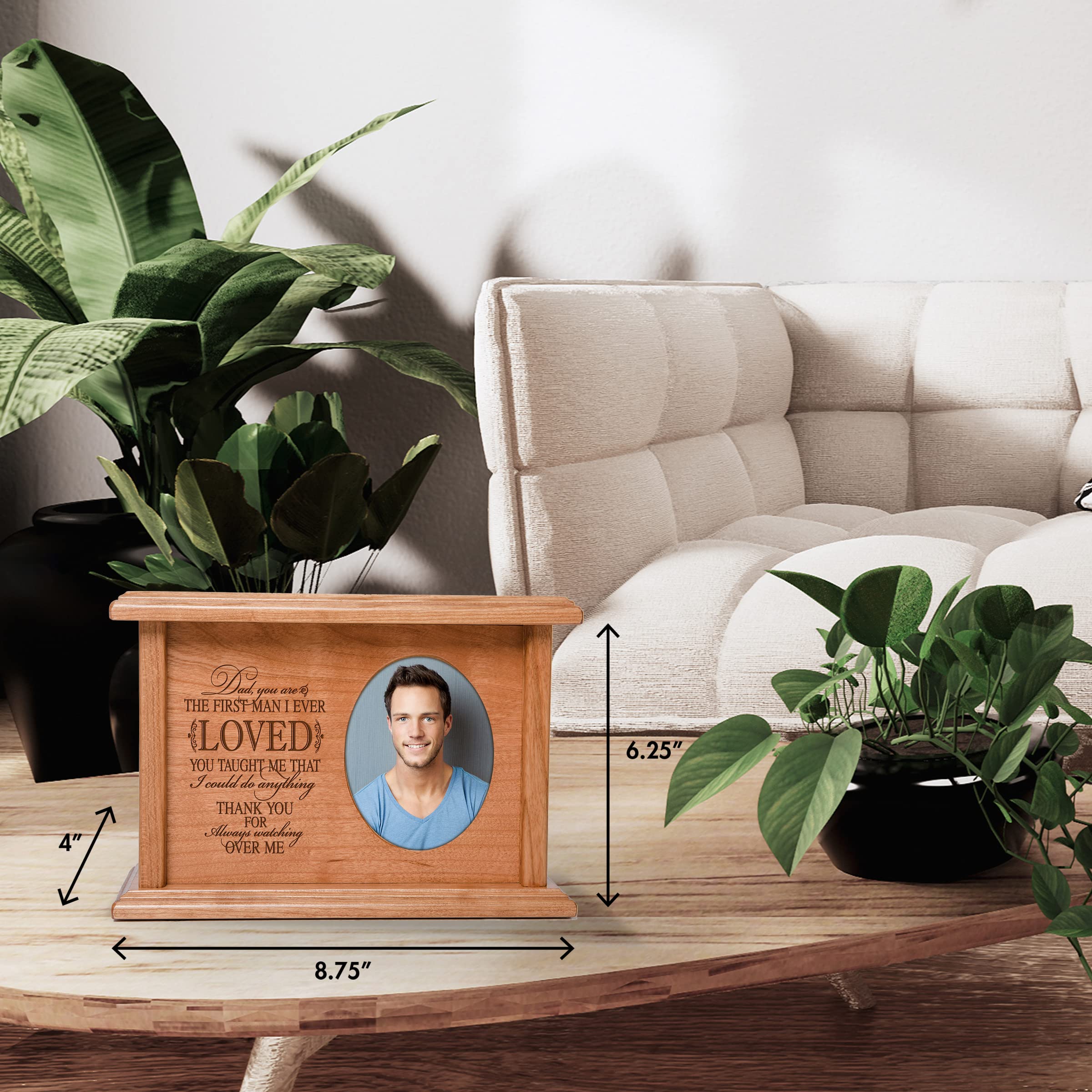 LifeSong Milestones Personalized Wooden Cremation Urn for Men - Memorial Keepsake for Father or Husband - Perfect for Home Display, Funeral Services & Remembrance Ceremonies