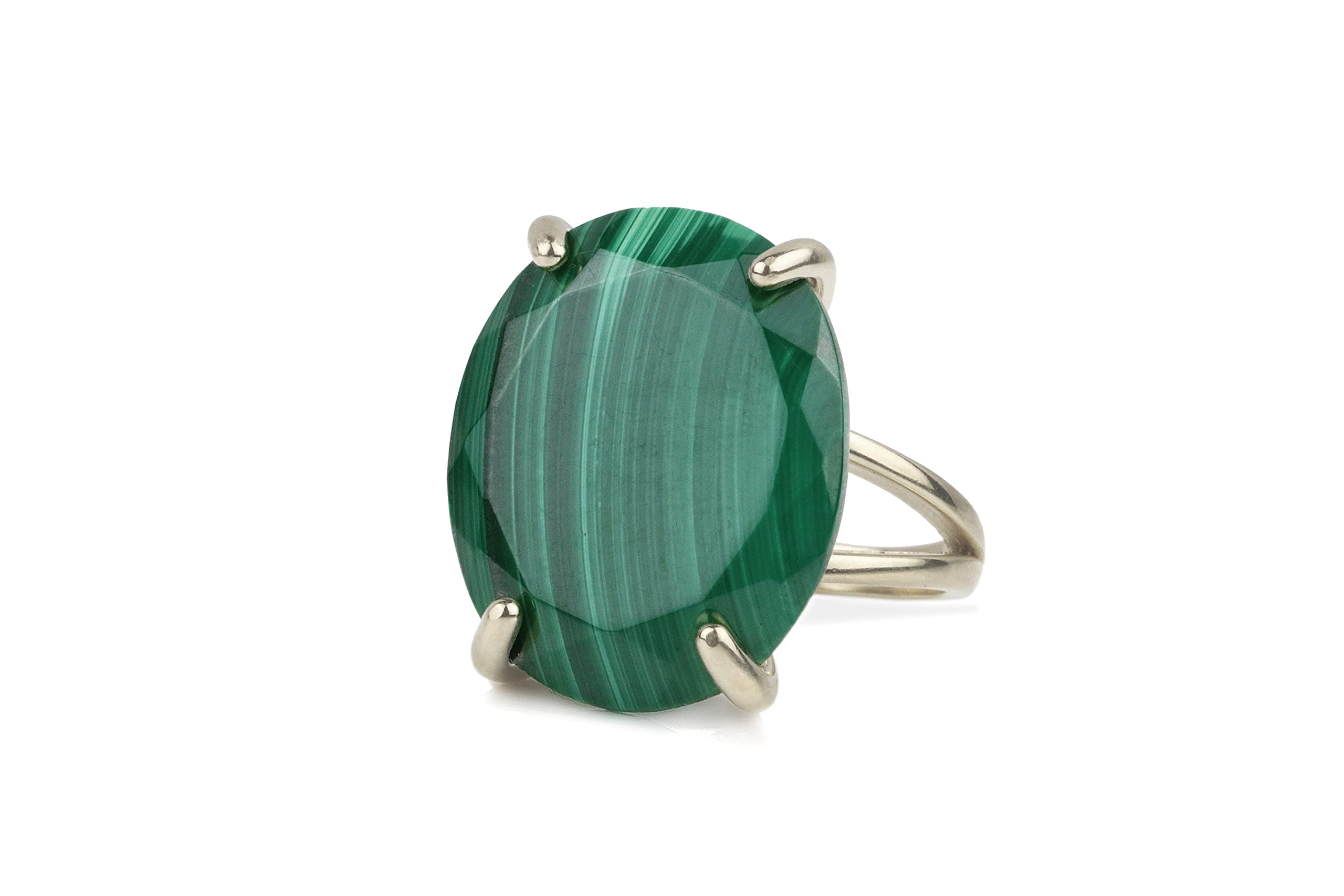 Handmade Sterling Silver Malachite Ring for Women - Natural Oval Gemstone Jewelry - Elegant Fashion & Gift for Her - Perfect for Weddings, Parties & Everyday Wear