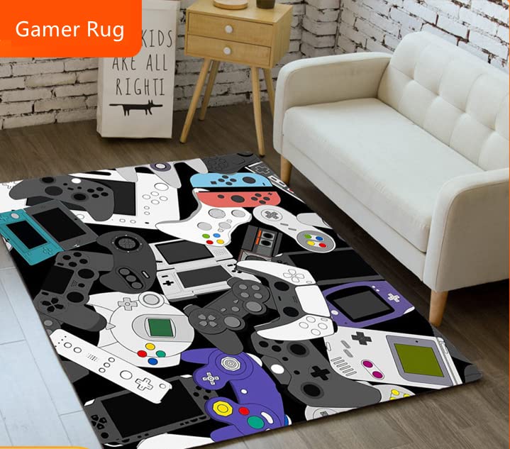 Non-Slip Gaming Rug for Kids - 120x160cm Velvet Carpet with Controller Design, Perfect for Bedrooms, Playrooms & Living Room Decor | Durable Floor Mat for Gamers