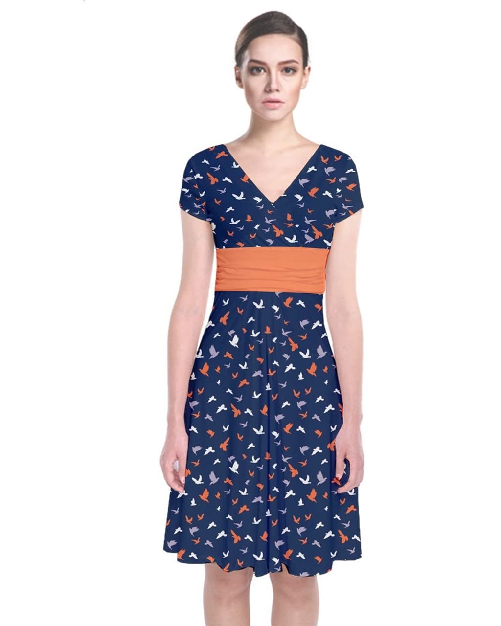 CowCow Women's Floral Paisley Print Short Sleeve Wrap Dress V-Neck Casual Summer Dress for Beach, Vacation and Date Night