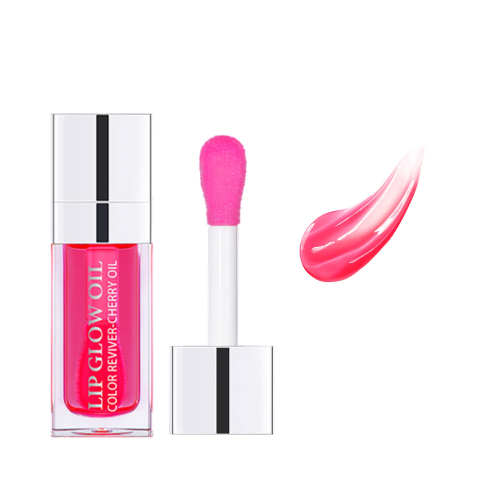 Hydrating Lip Glow Oil - Long Lasting Plumping Lip Gloss with Nourishing Vitamin E, Transparent Tinted Lip Oil for Soft & Sexy Plump Lips (#15 Cherry) - Perfect for Daily Moisture, Night Care & Makeup Looks